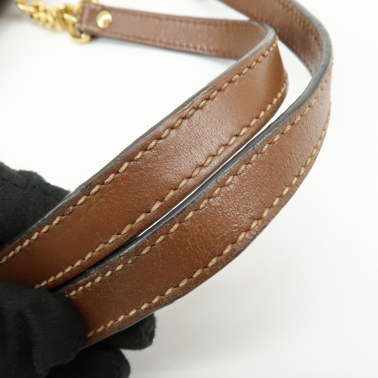 GUCCI GG Supreme PVC Leather Chain Shoulder Bag Beige Brown 479197