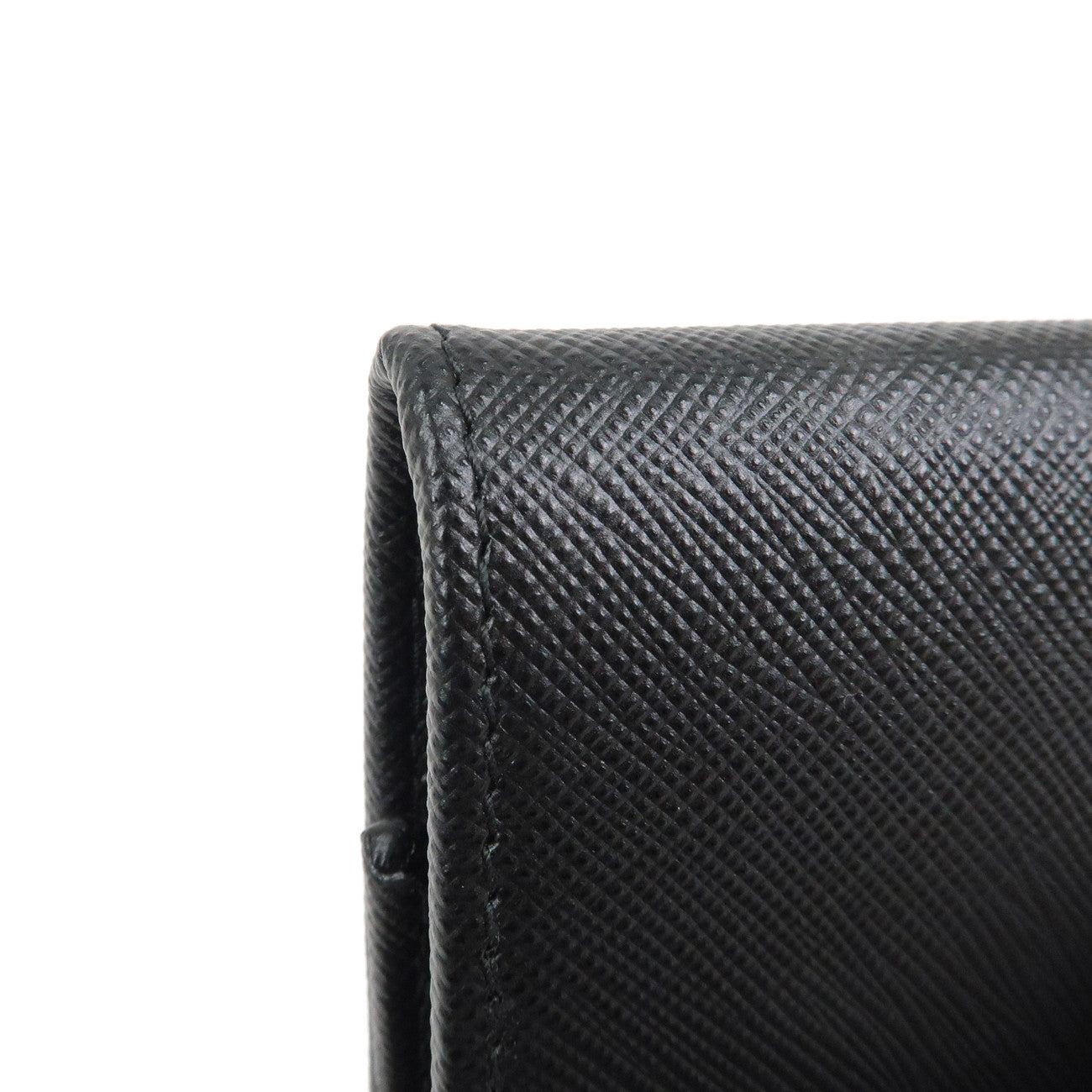 PRADA Triangle Logo Saffiano Leather Coin Case Black 2MM935