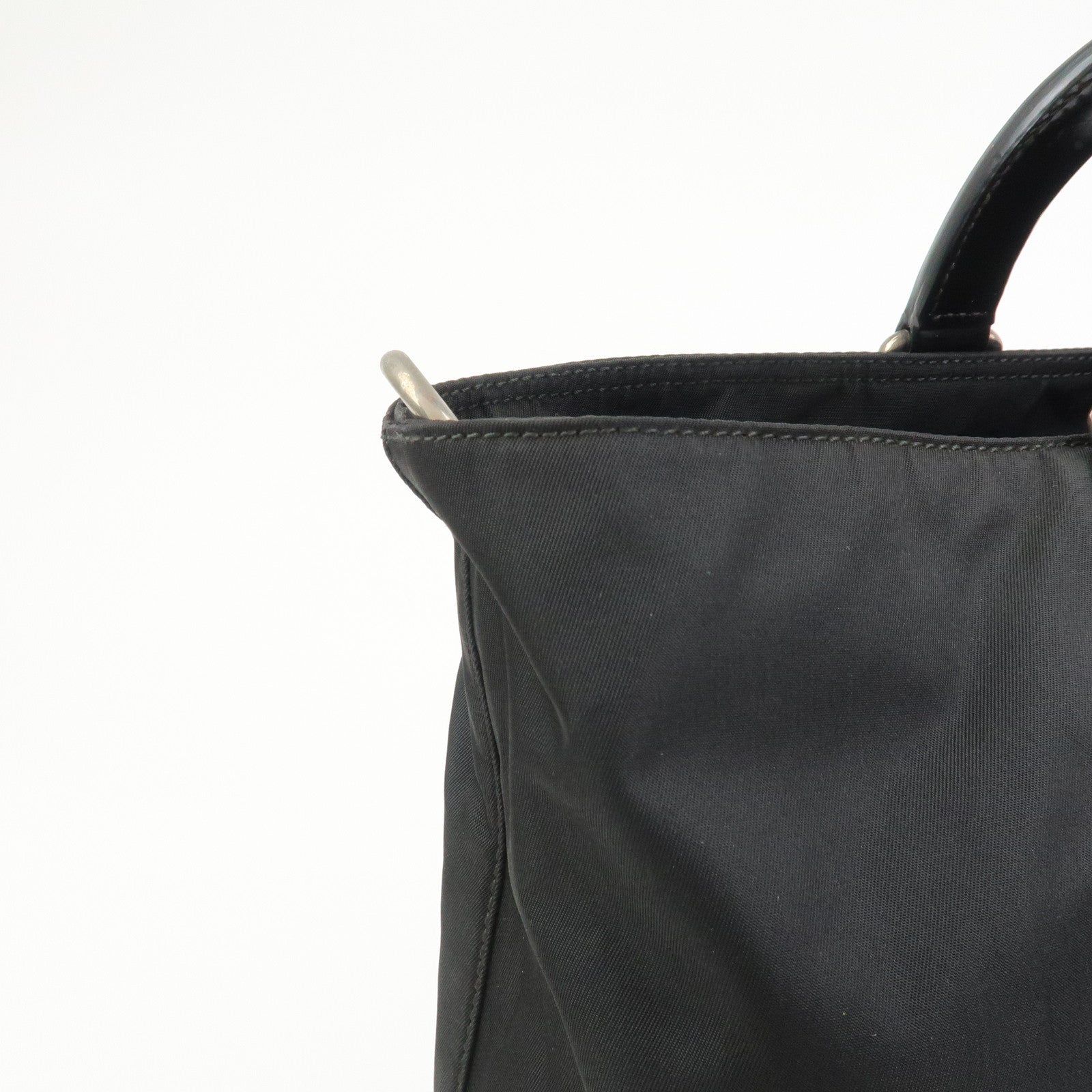 PRADA Nylon Patent Leather 2Way Bag Shoulder Bag Black BN1106