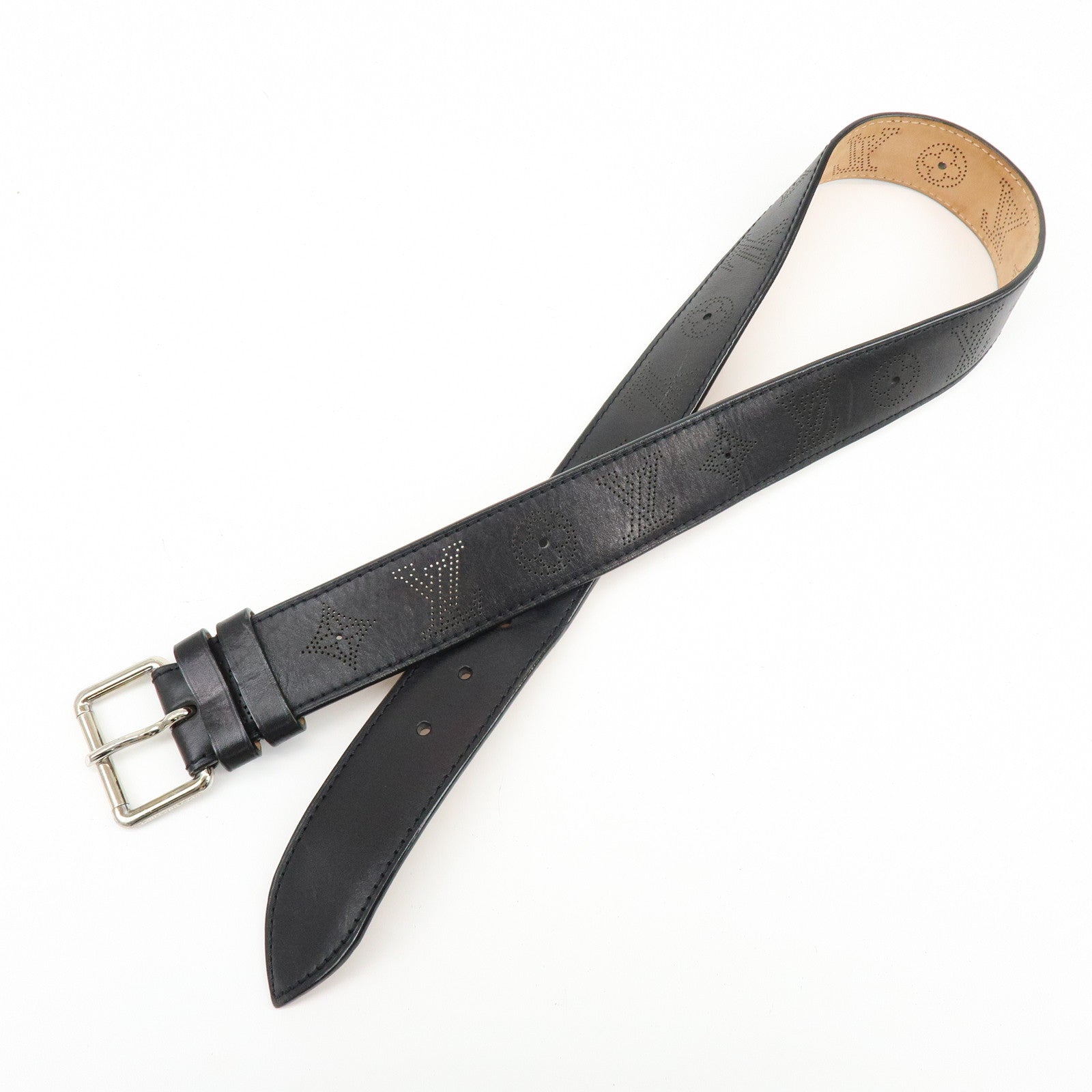 Louis Vuitton Leather Ceinture Perfo Belt 80/32 Black M6931