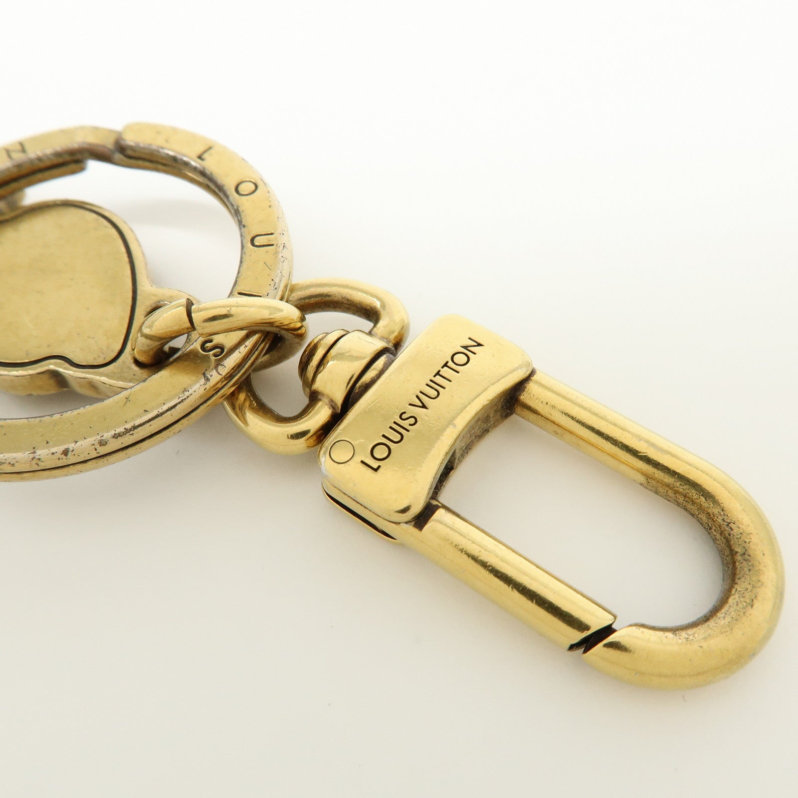 Louis Vuitton LV Lovers Studs Metal Bag Charm Key Chain Gold M01755