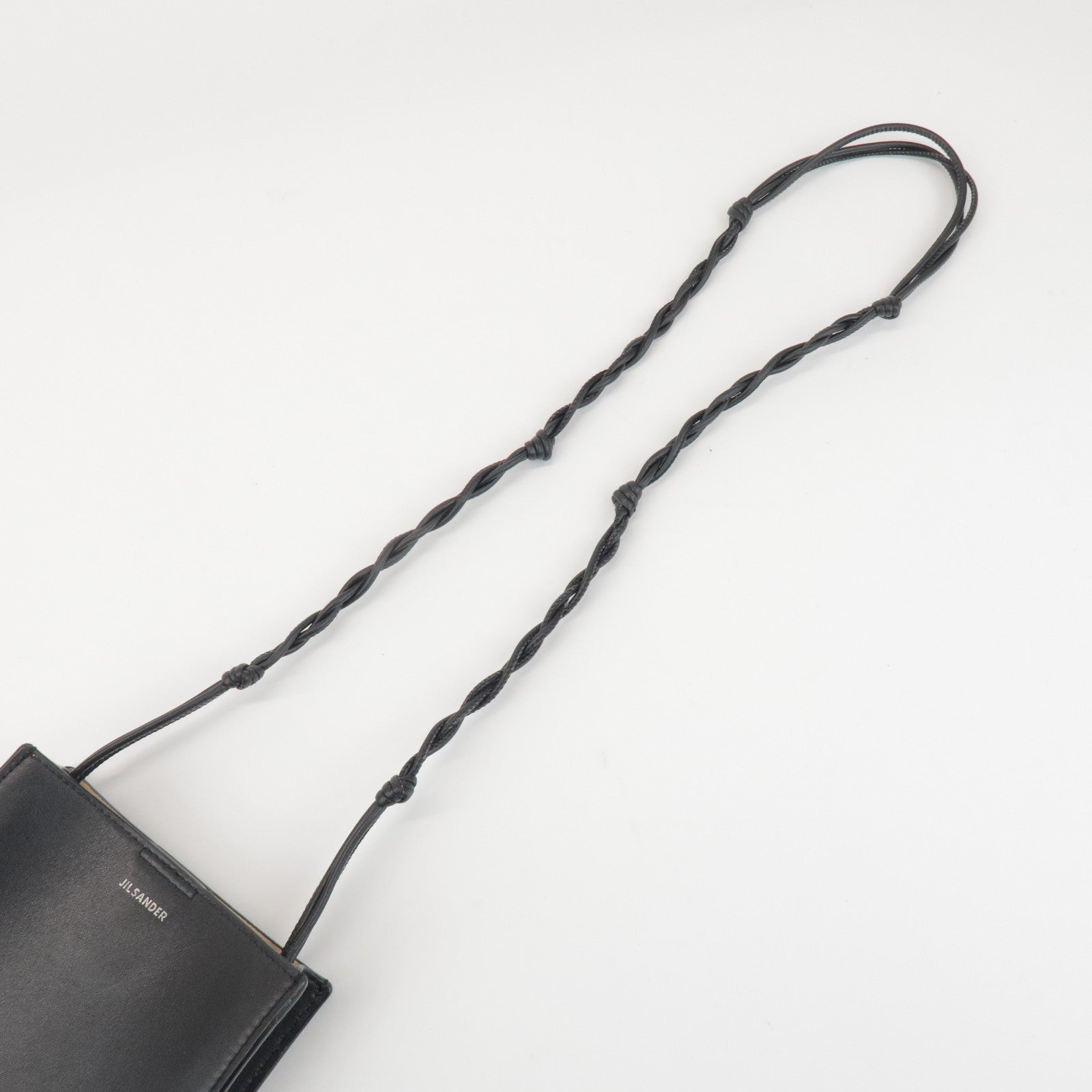 JIL SANDER Tangle Leather Shoulder Bag Crossbody Bag Black