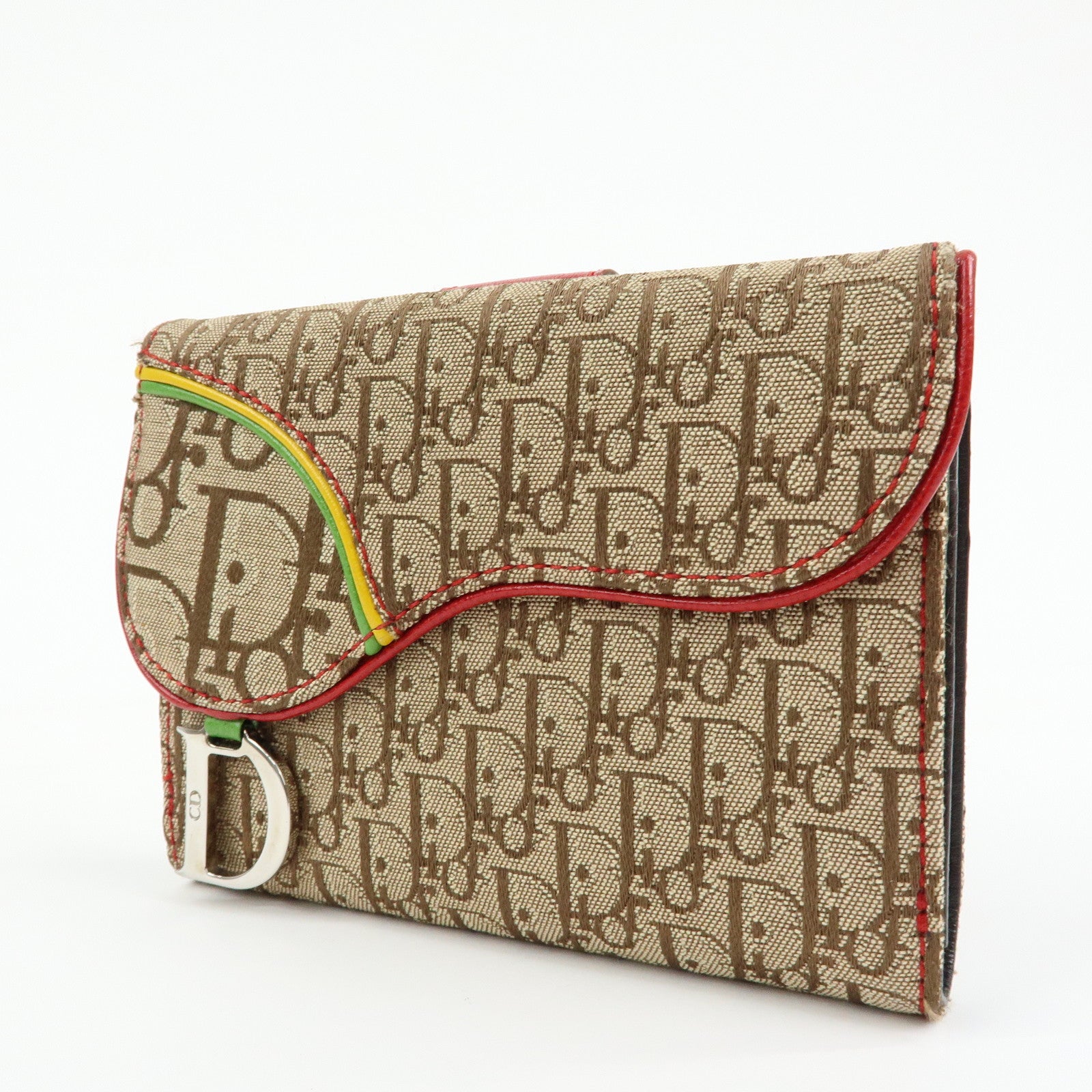 Christian Dior Rasta Trotter Saddle Jacquard Canvas Compact Wallet