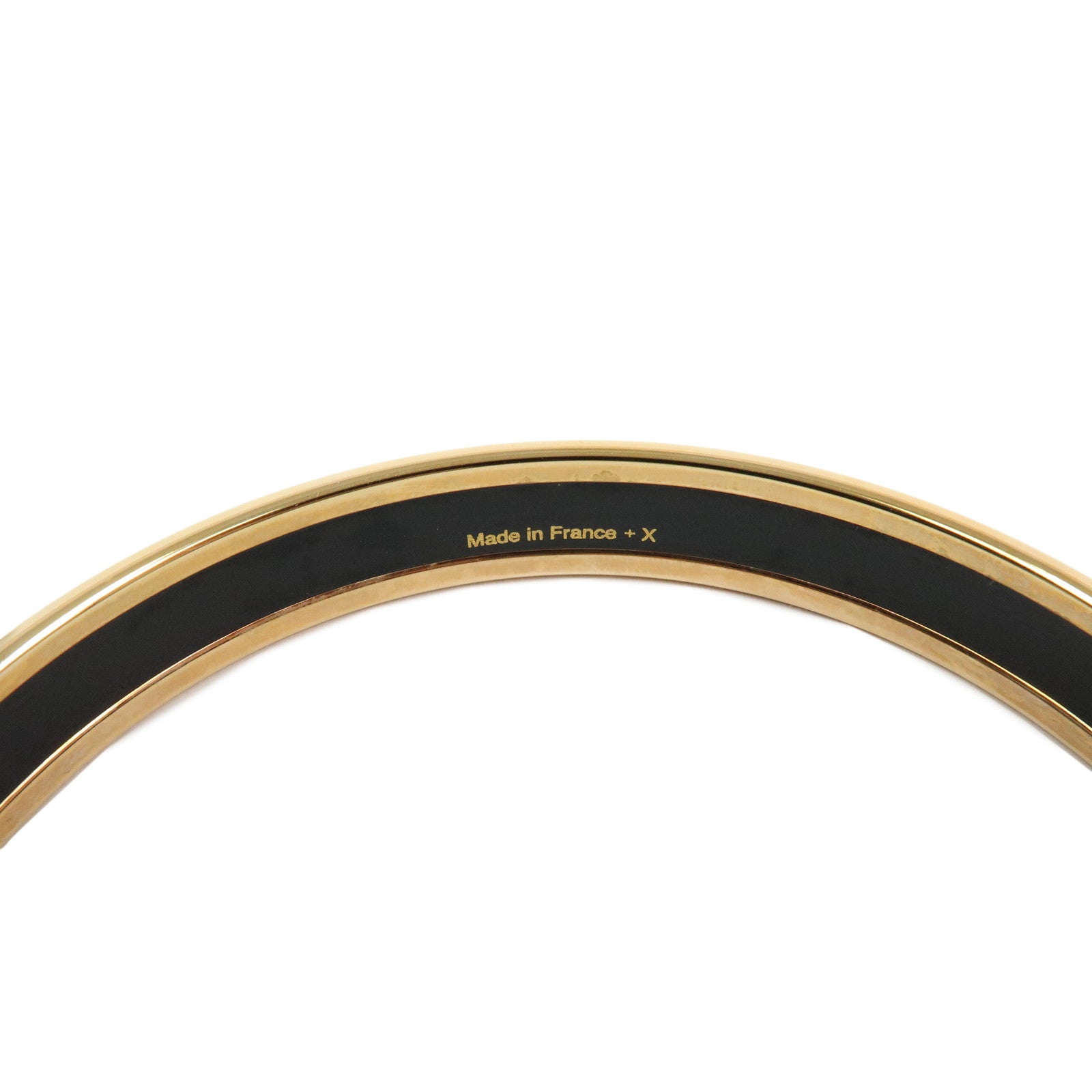 HERMES Email PM Gold Plated Bracelet Bangle White Orange Gold
