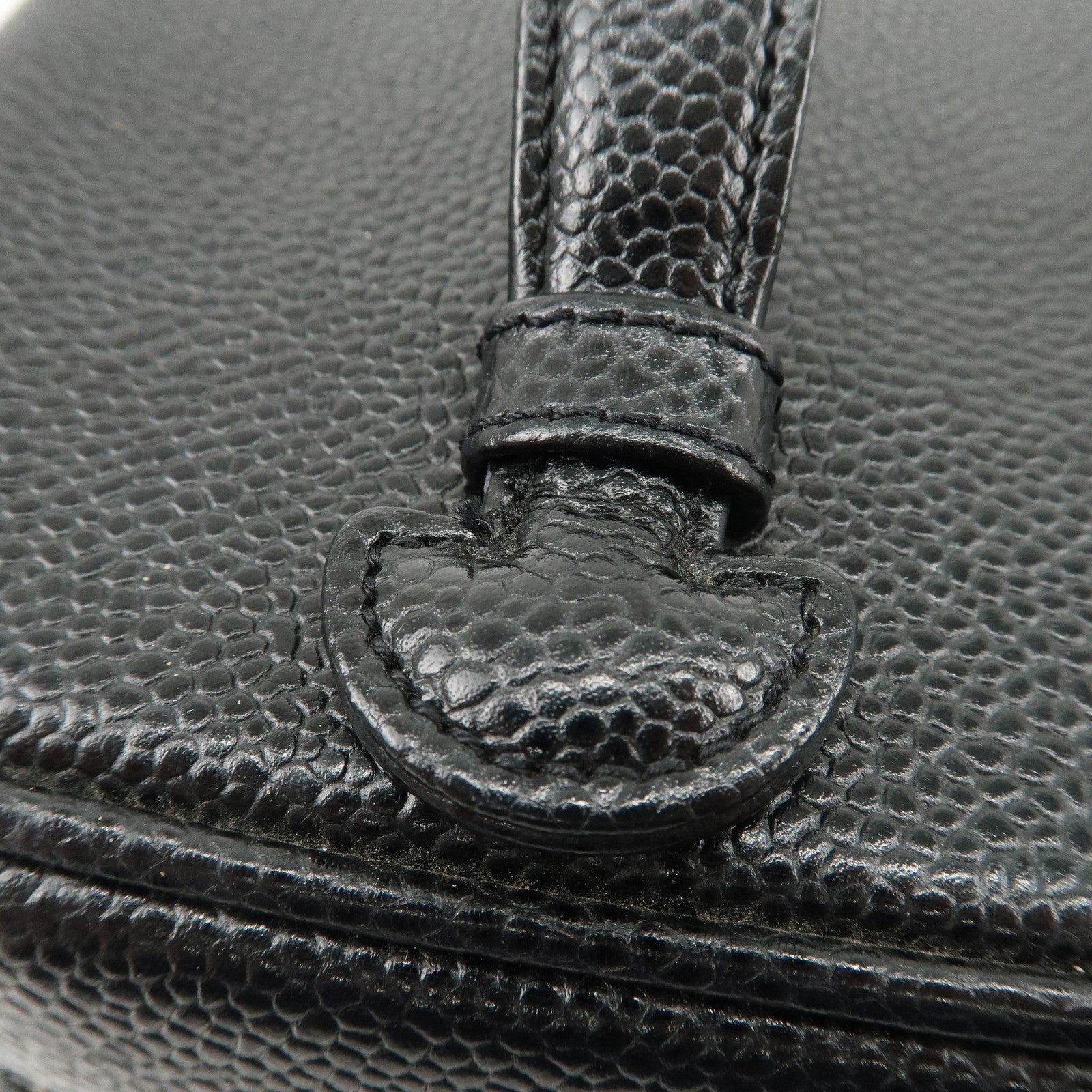 CHANEL Caviar Skin Vanity Bag Hand Bag Cosmetic Pouch Black A01998 Used