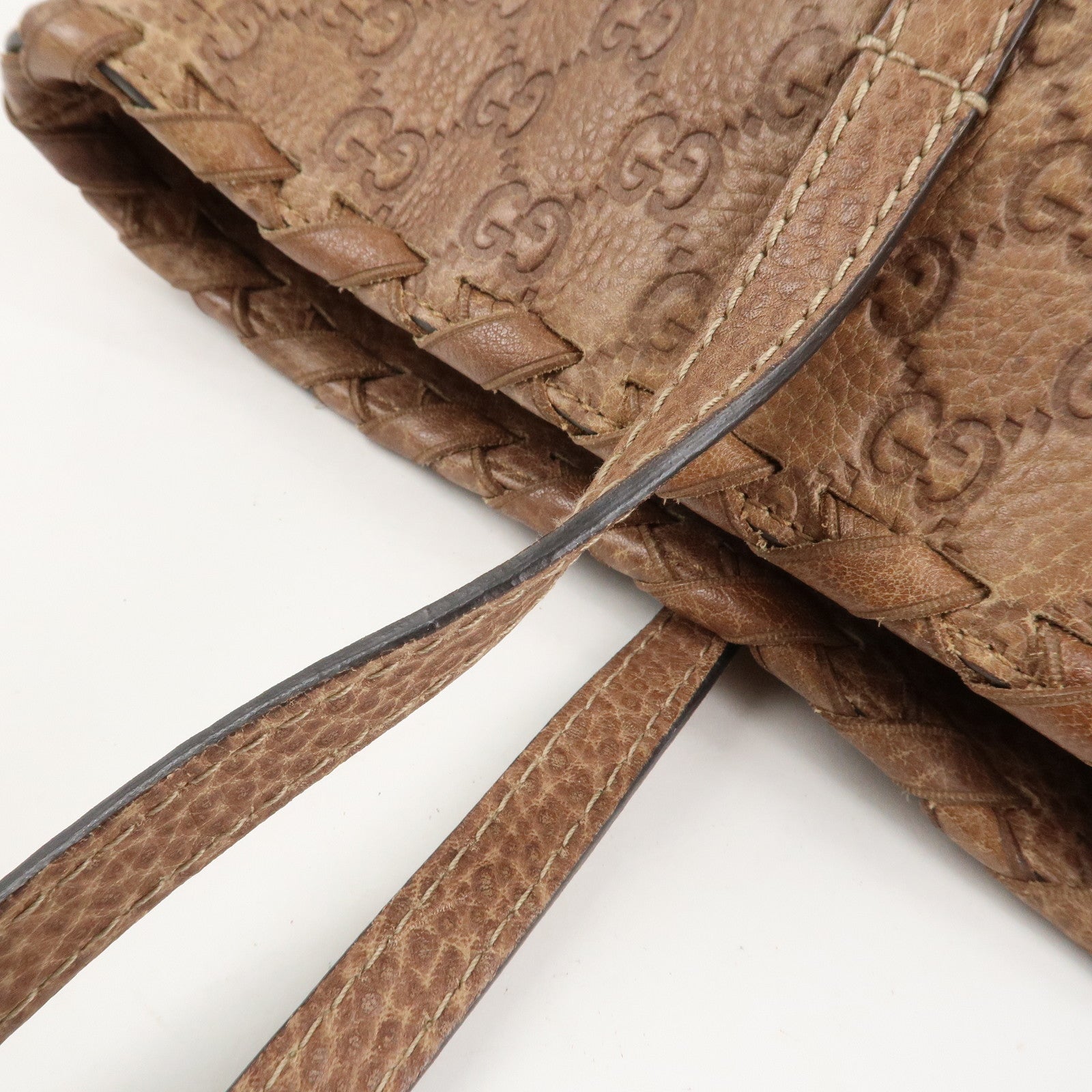 GUCCI Bamboo Guccissima Leather Tote Bag Brown Tassel 218780 Used