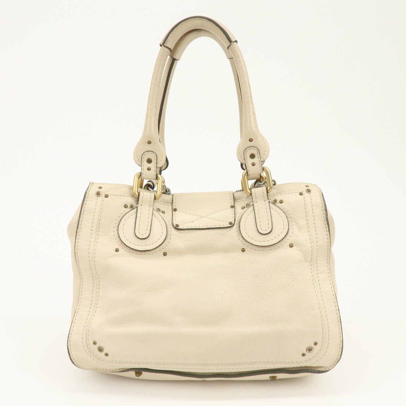 Chloe Paddington Leather Tote Bag Hand Bag White