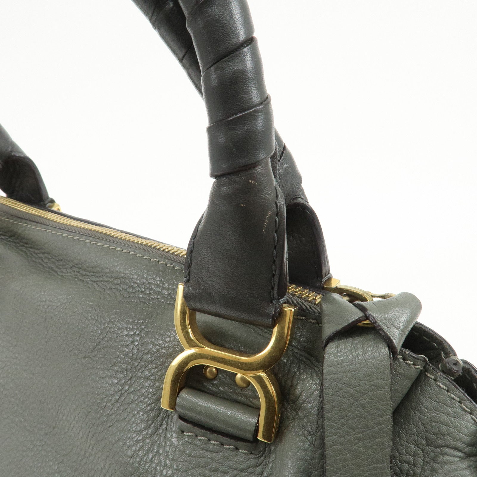 Chloe Marcie Leather Tote Bag Shoulder Bag Hand Bag Gray