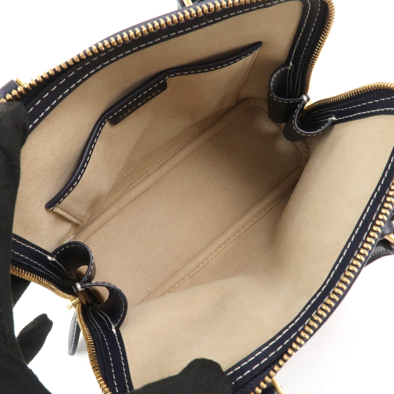 TORY BURCH Mini Swing Bag 2Way Bag Hand Shoulder Bag Navy Beige