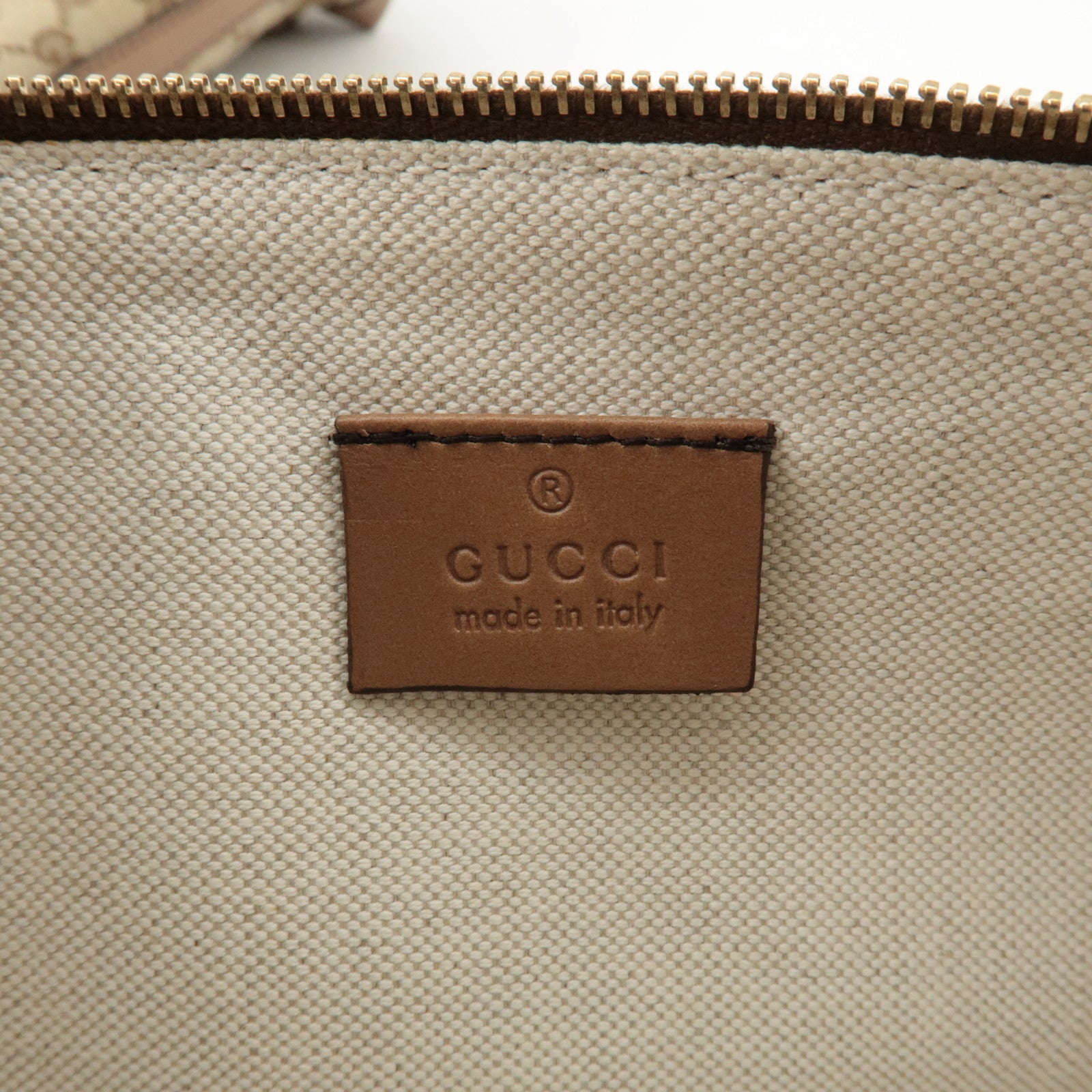 GUCCI GG Canvas Leather Tote Bag Beige Brown 247209 Used