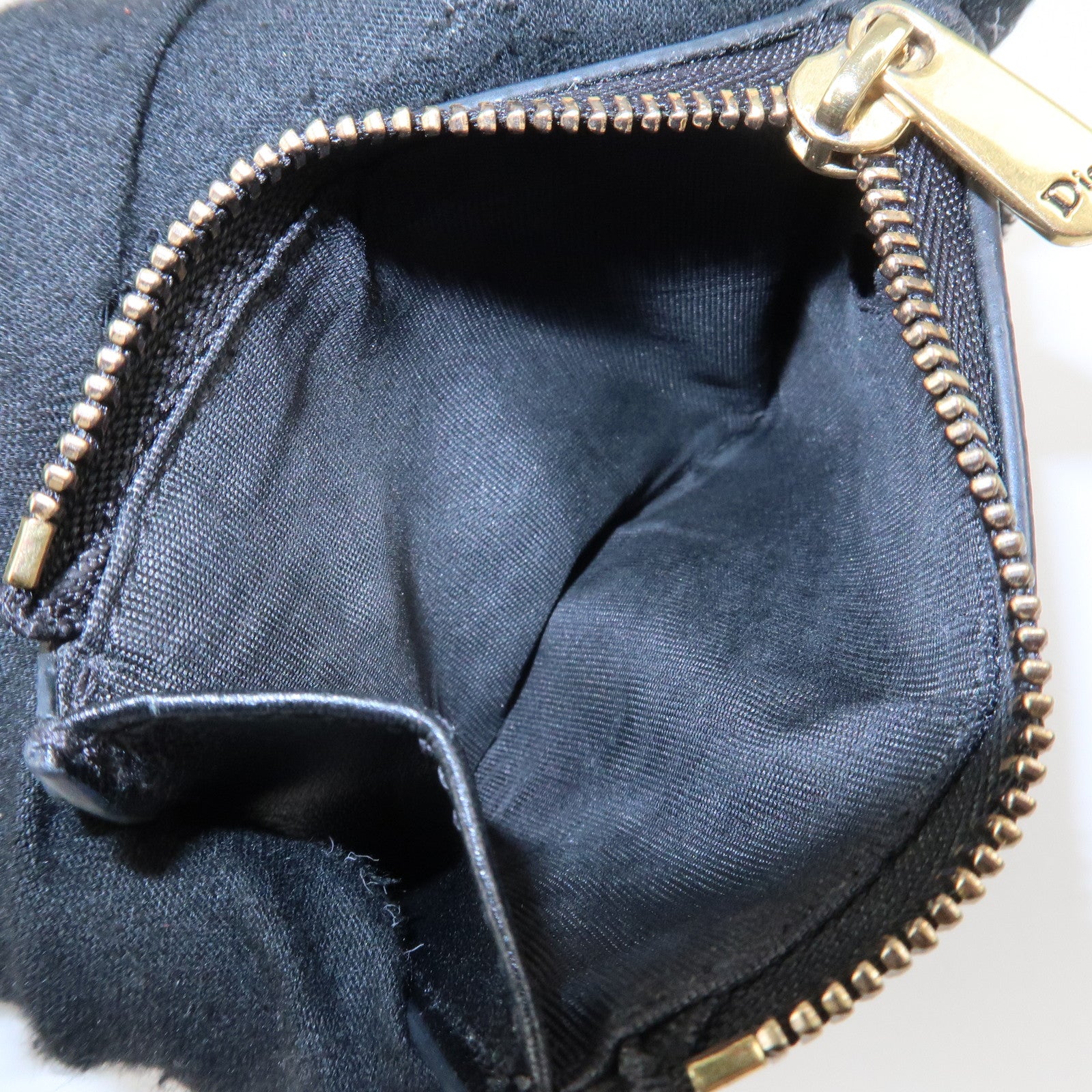 Christian Dior Saddle Leather Compact Wallet Black Gold Hardware Used