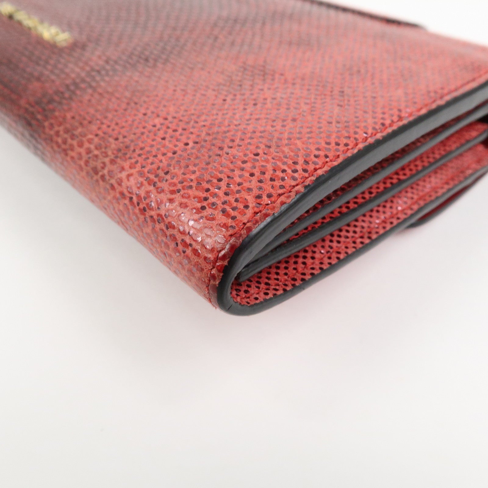 BVLGARI Serpenti Chain Strap Long Wallet Python Embossed Pink