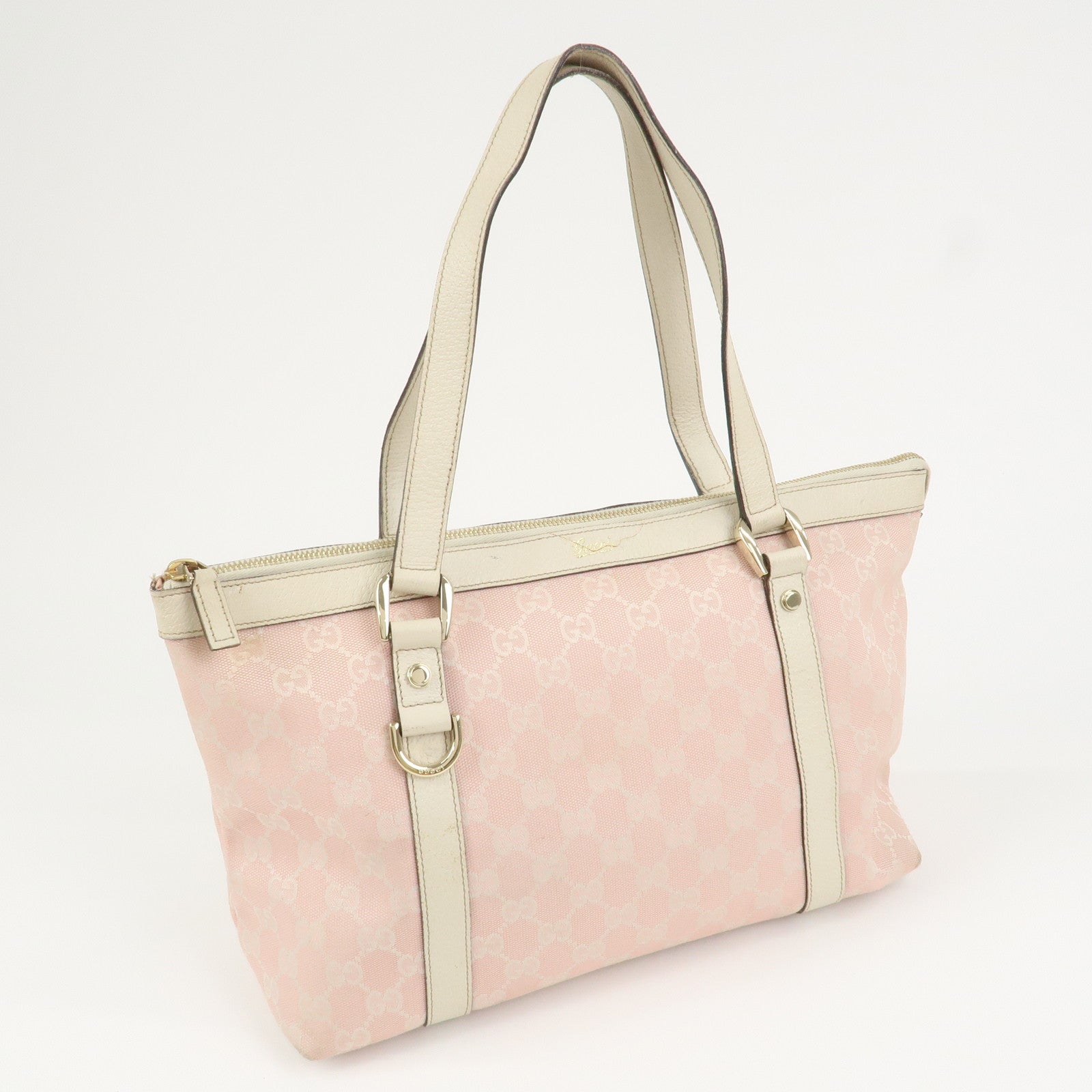 GUCCI Abbey GG Canvas Leather Tote Bag Shoulder Bag Pink 141470