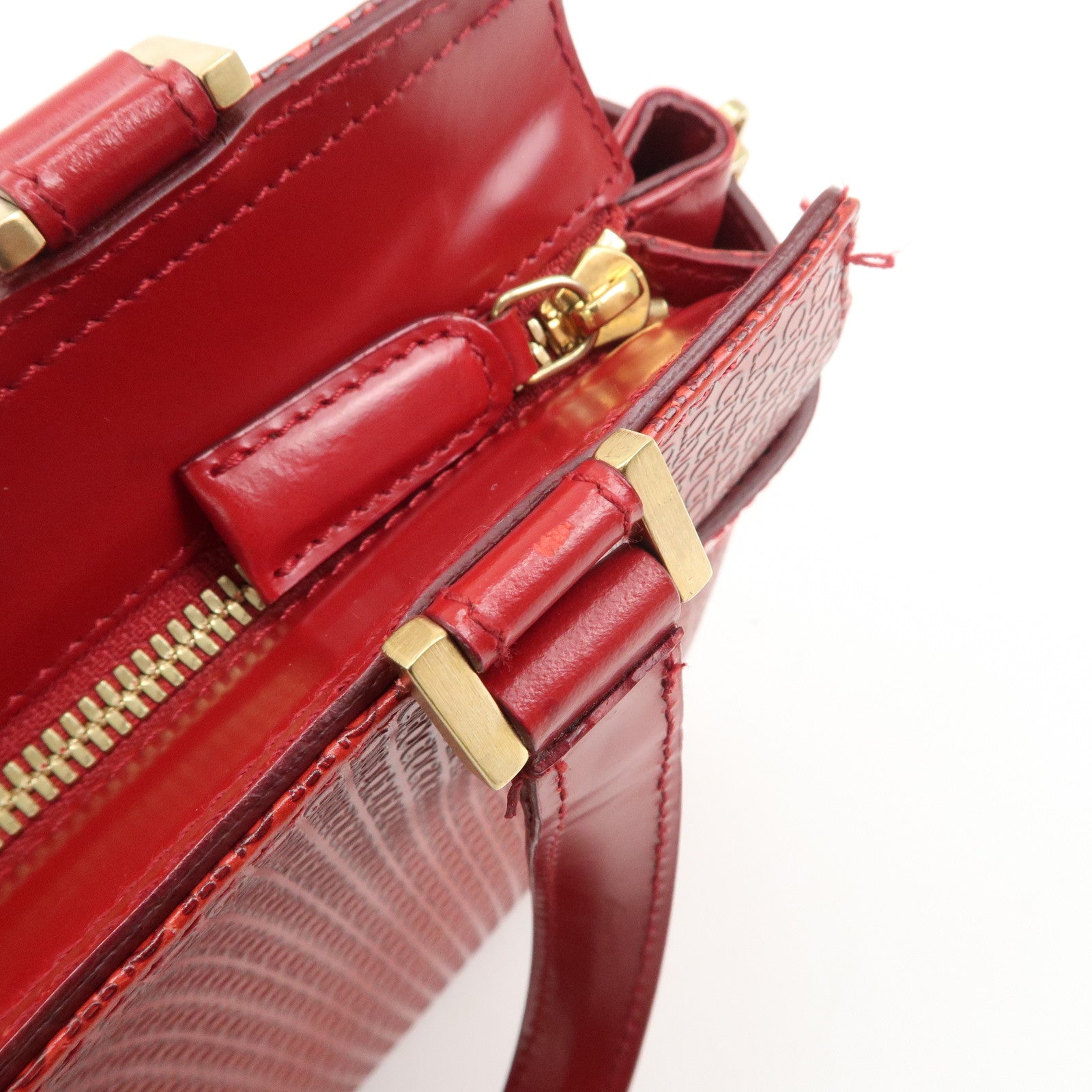 Ferragamo Gancini Leather 2WAY Bag Hand Bag Shoulder Bag Red
