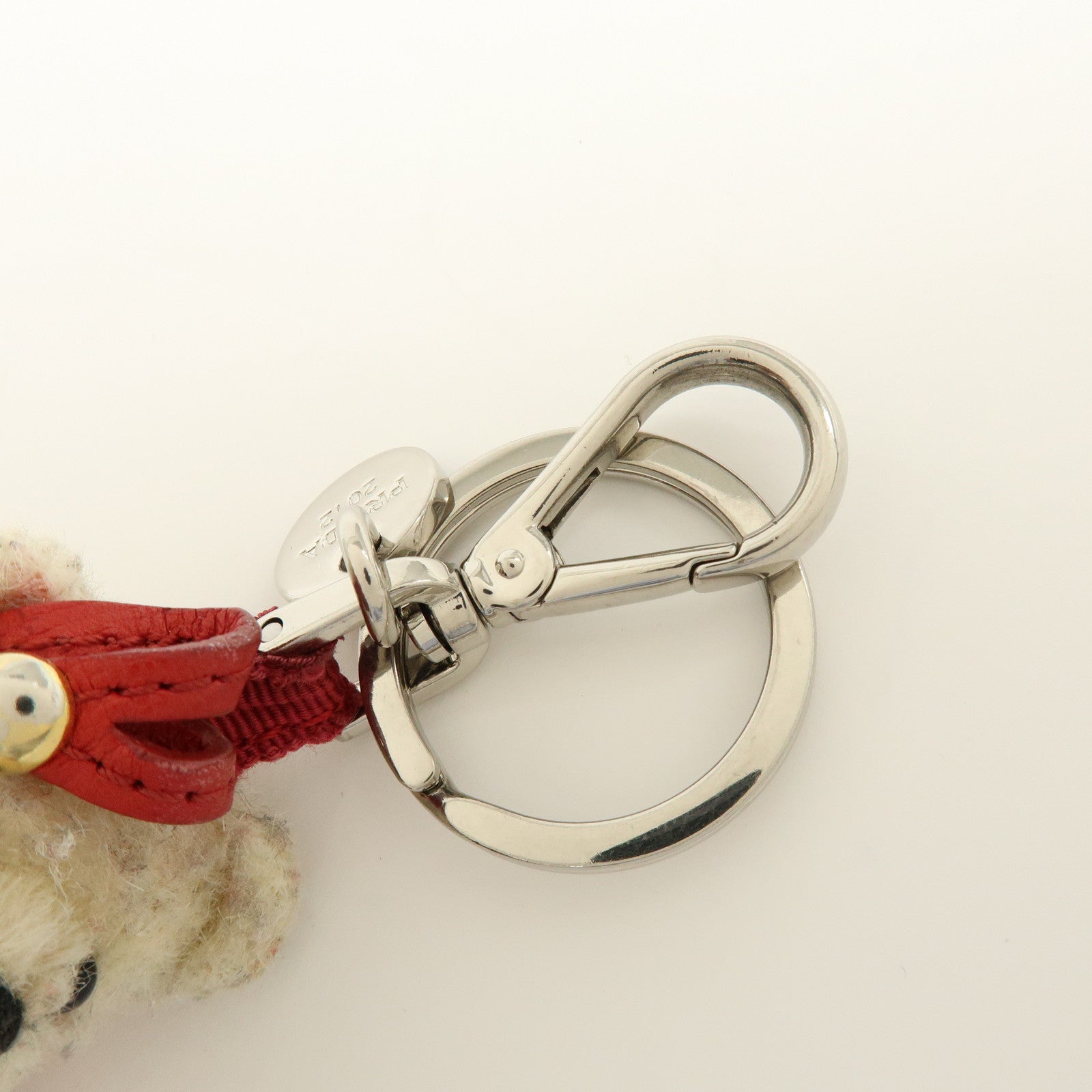 PRADA Bag Charm Key Holder Bear Motif Christmas 2012 Beige Red