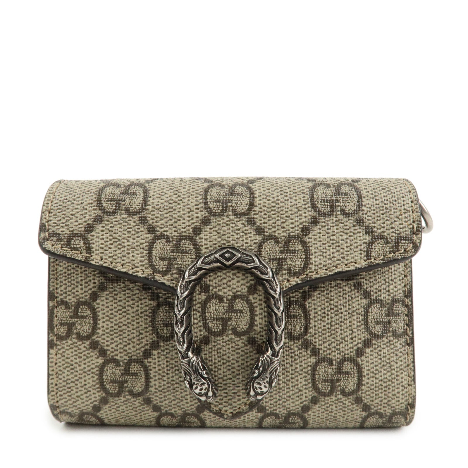 GUCCI Dionysus GG Supreme Mini Wallet Coin Case Beige 696804 Used