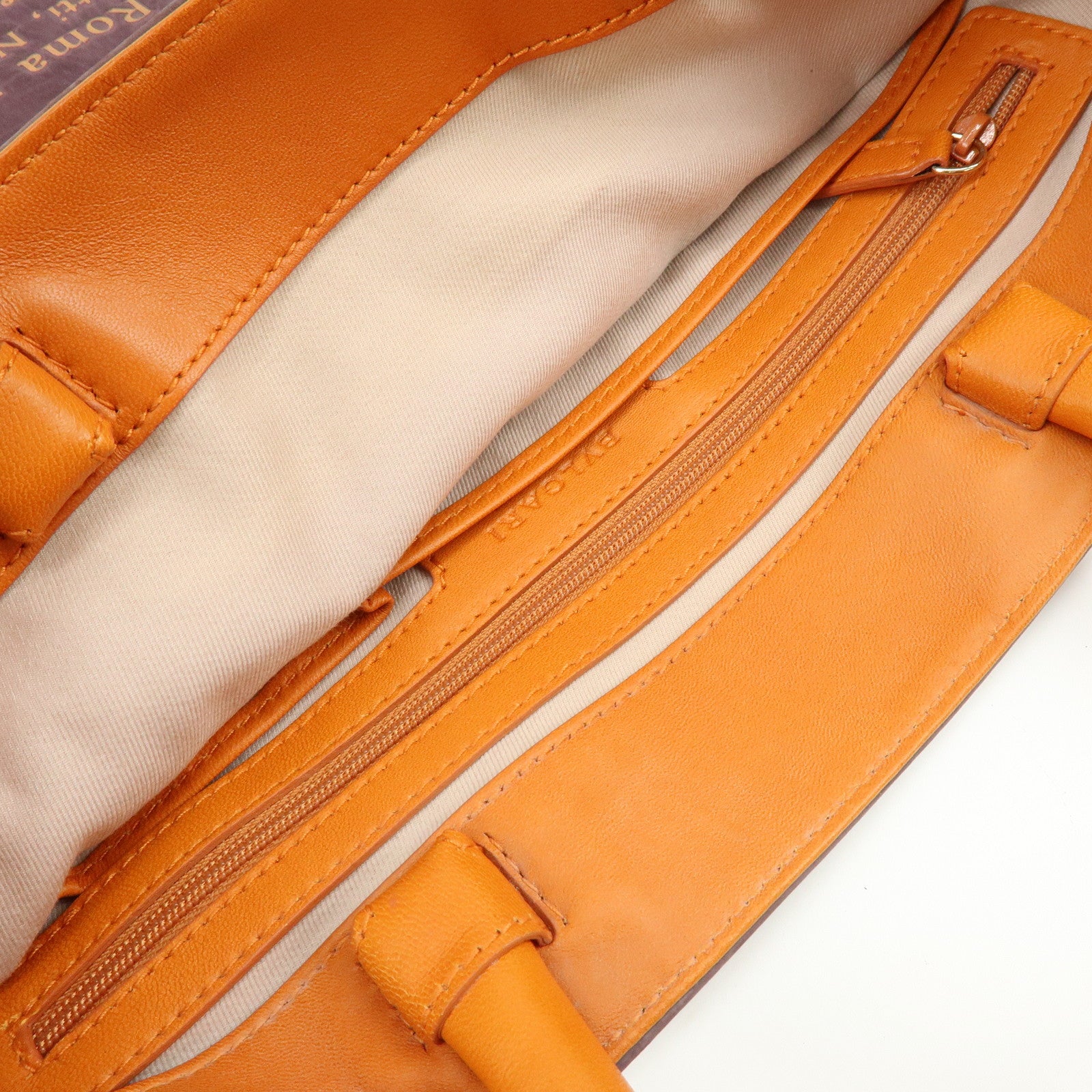 BVLGARI Collezione Suede Leather Tote Shoulder Bag Purple Orange