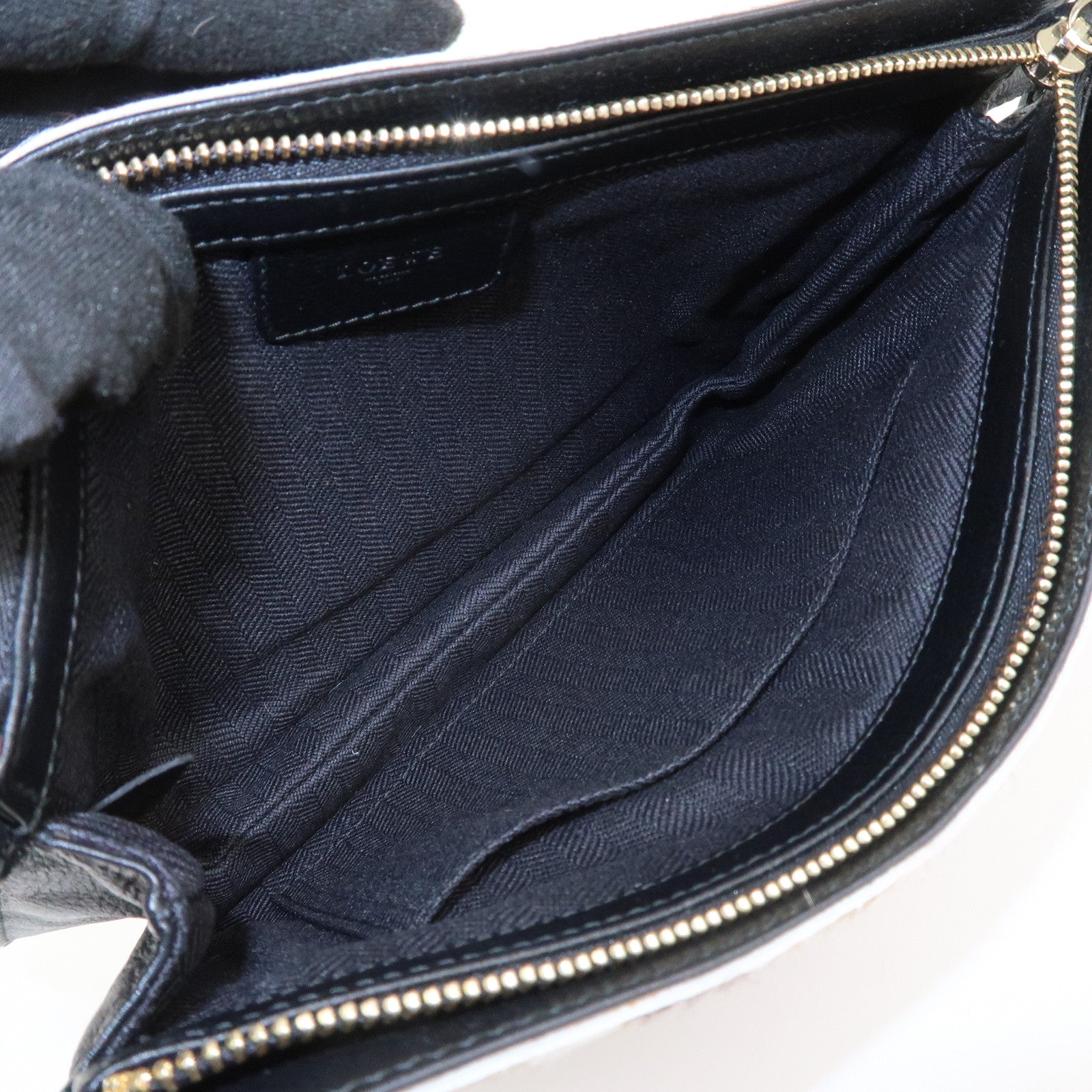 LOEWE Unborn Calf Leather Clutch Bag Pouch Brown Used