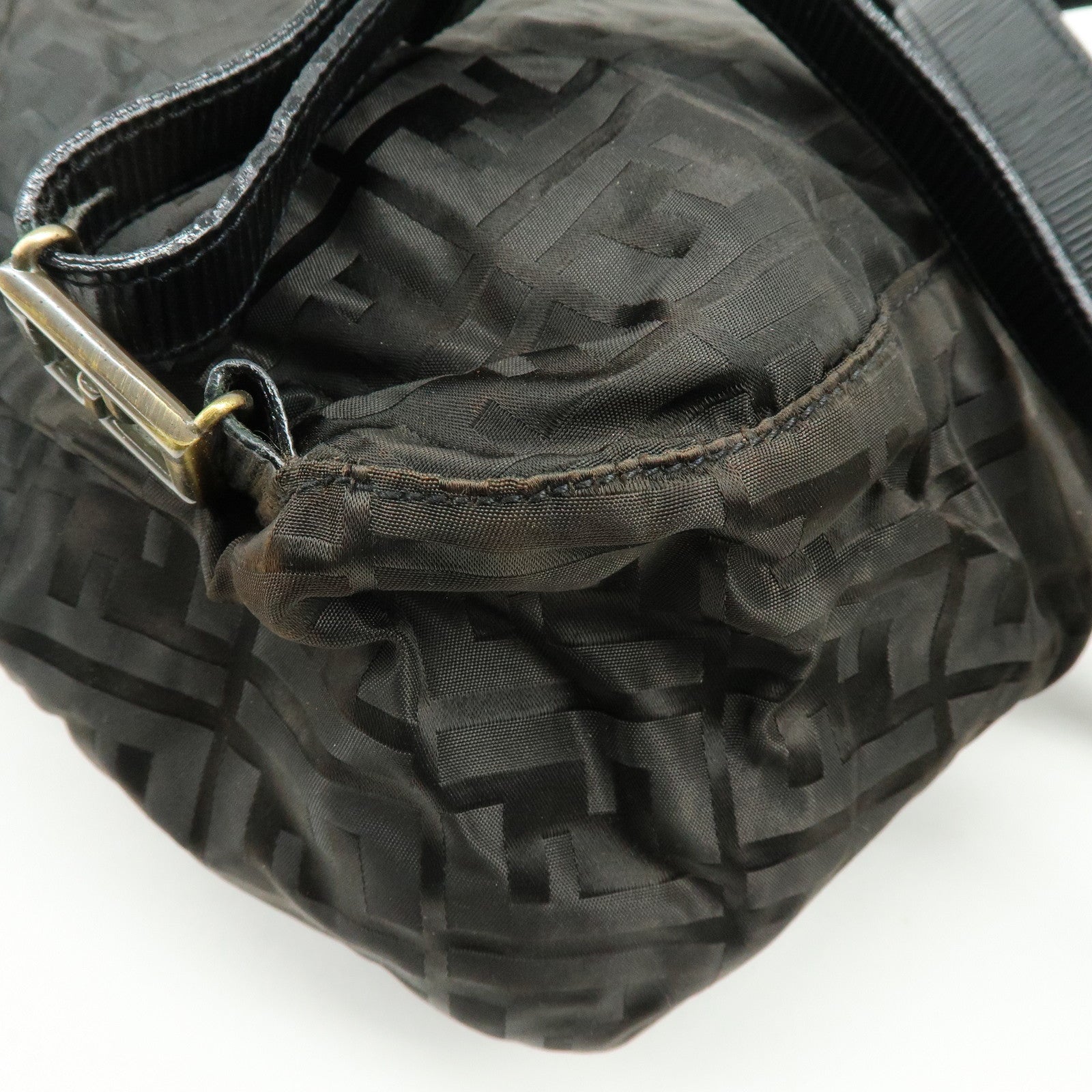 FENDI Logo Zucca Nylon Leather Backpack Rucksack Black