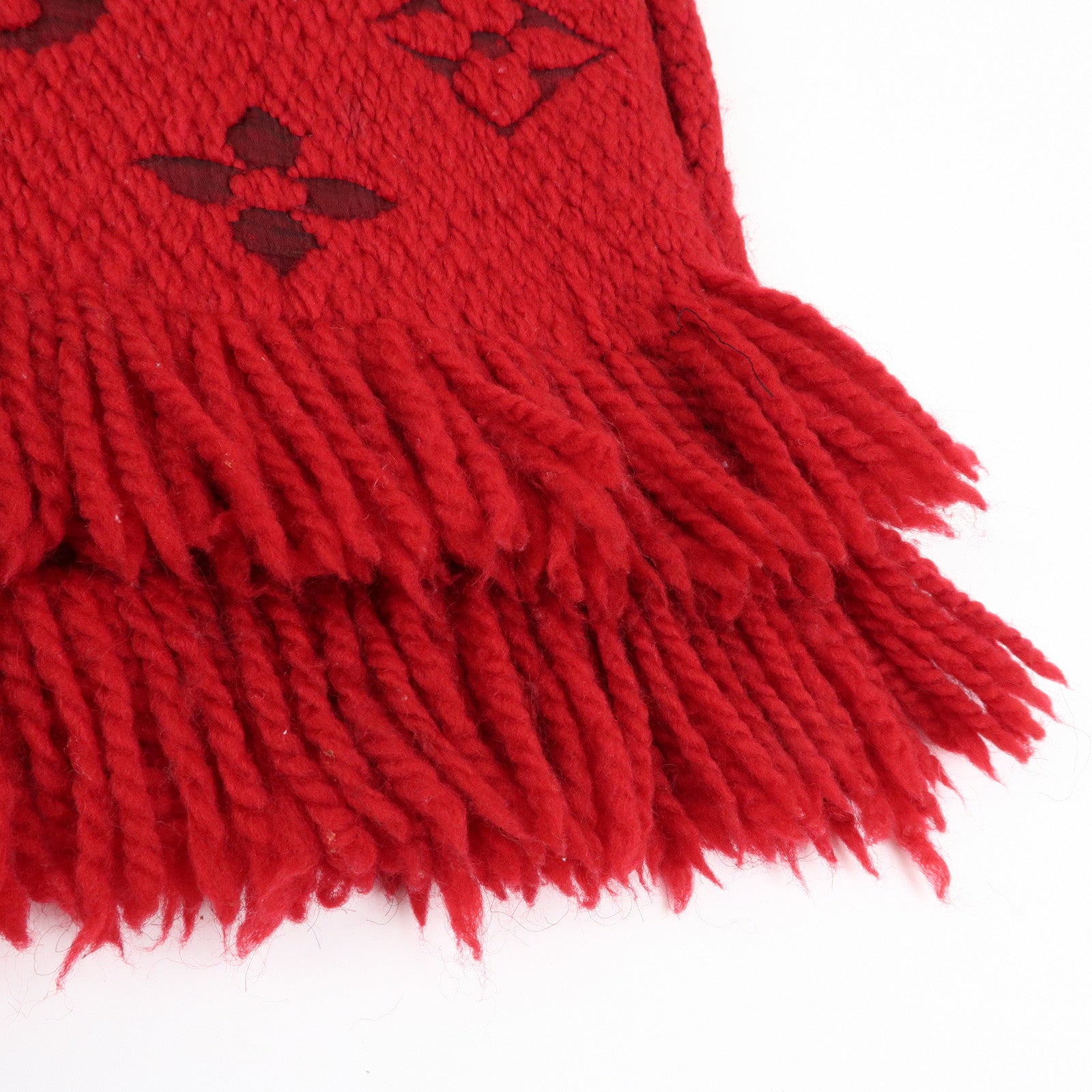 Louis Vuitton Echarpe Logomania Monogram Wool Silk Scarf Red
