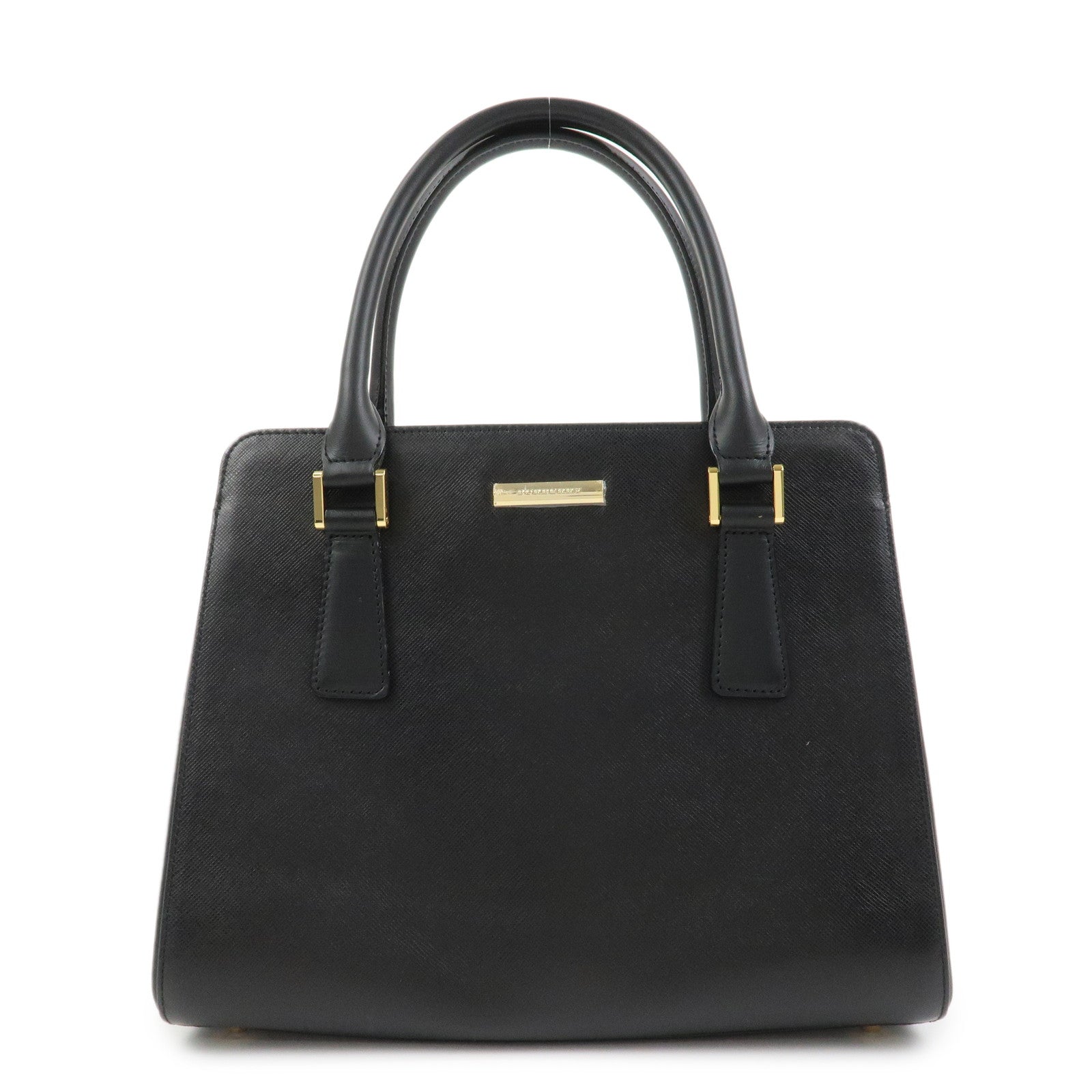BURBERRY Logo Leather Hand Bag Black