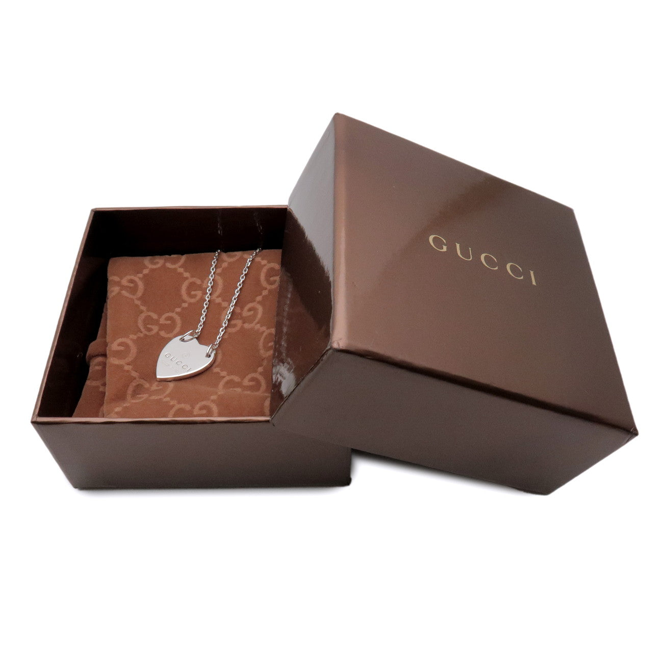 GUCCI Heart Plate Necklace SV925 Silver 223512