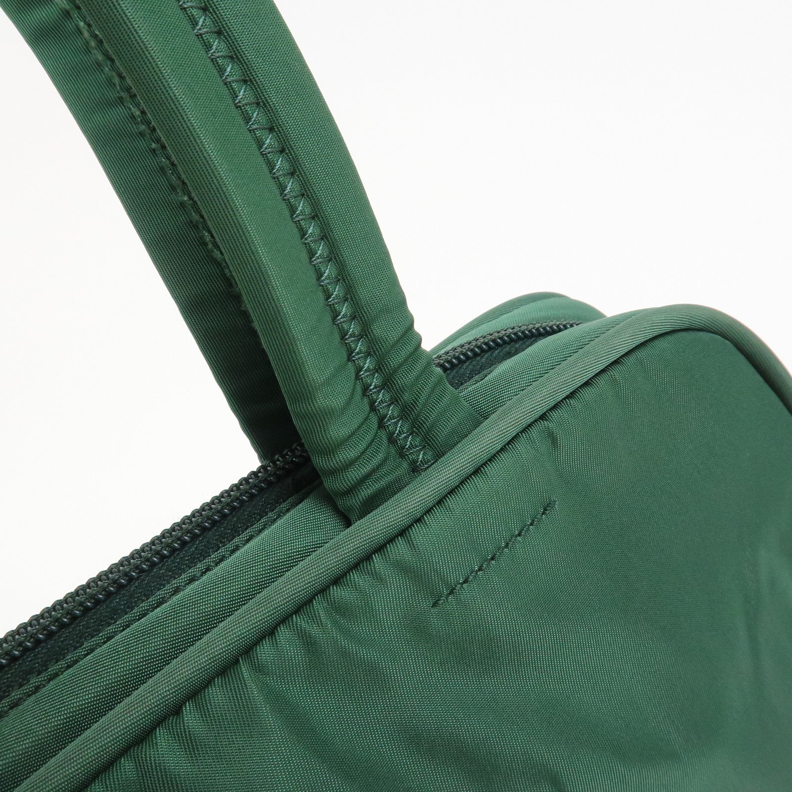 PRADA Triangle Logo Nylon Leather Tote Bag Shoulder Bag Green