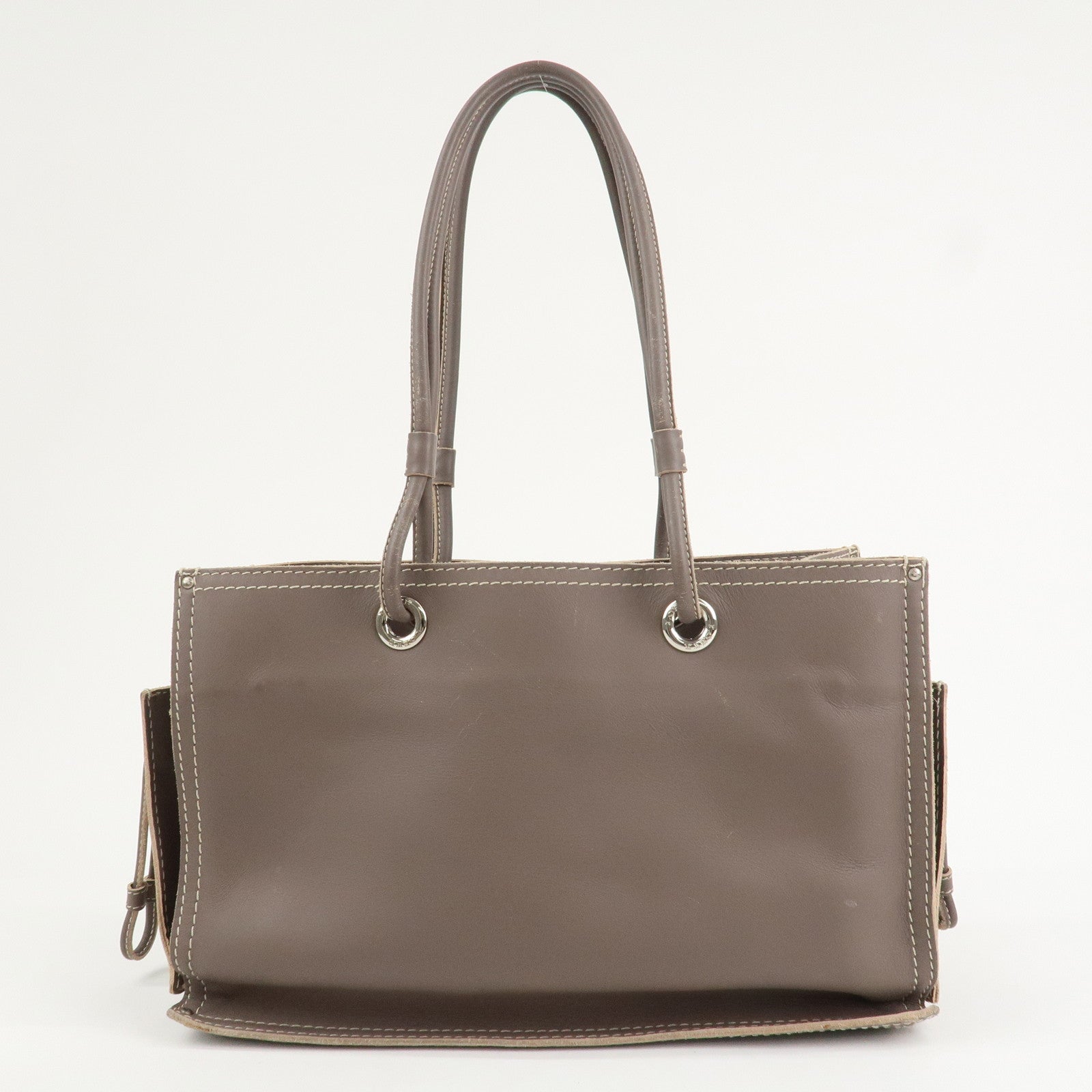 LOEWE Anagram Leather Shopper Tote Bag Shoulder Bag Brown