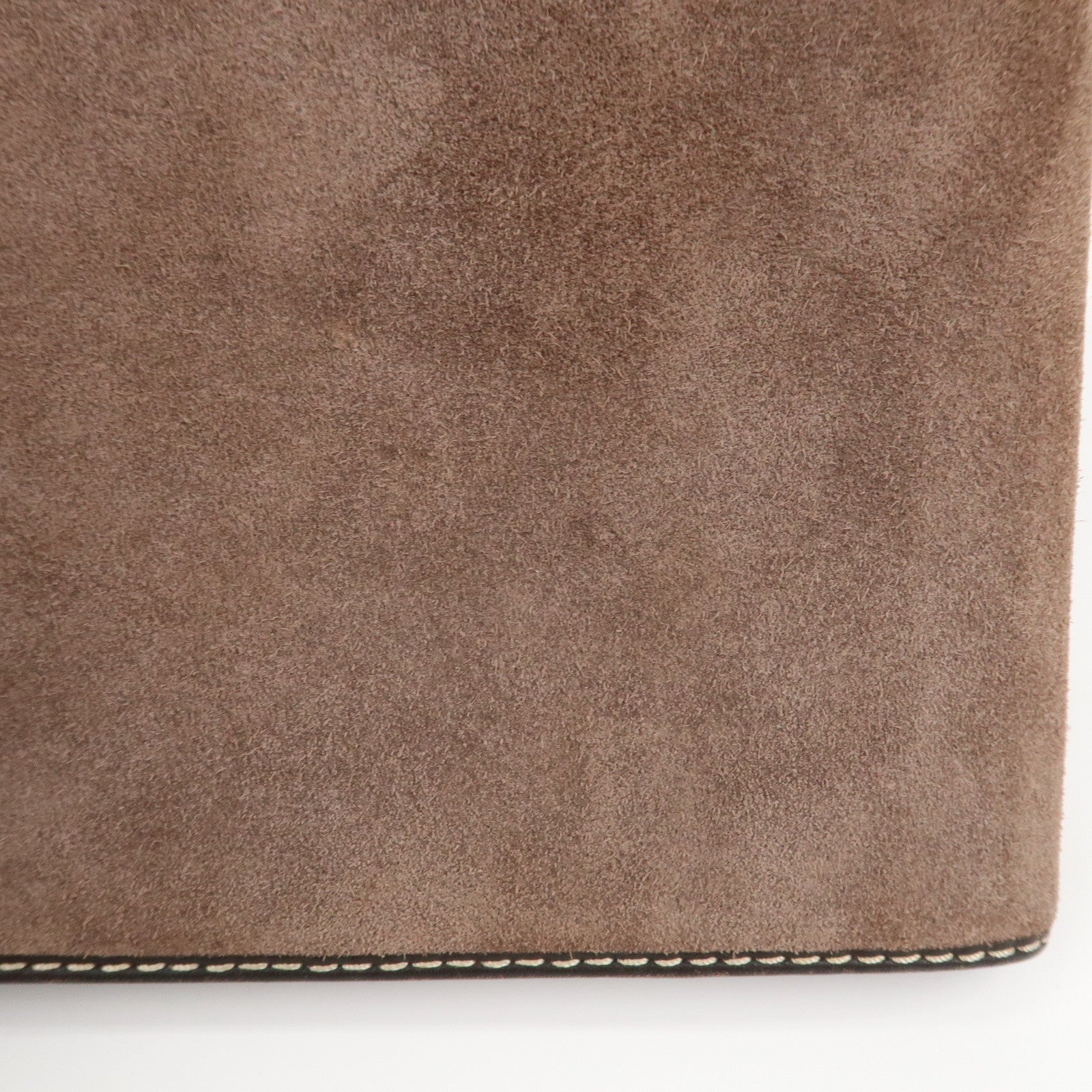 LOEWE Suede Leather Round Zippy Planer Cover Agenda Cover Brown