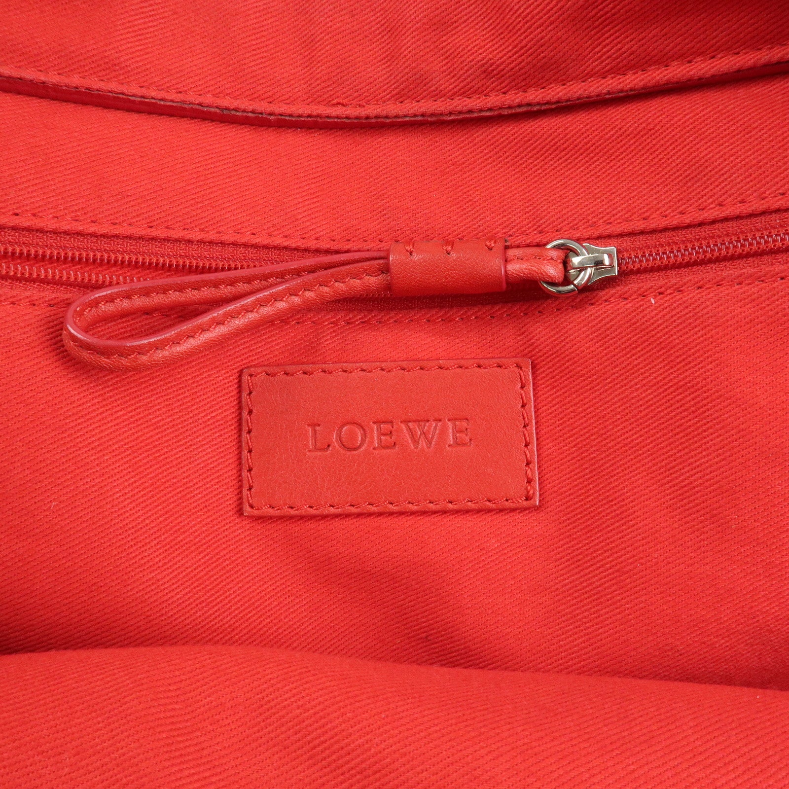 LOEWE Leather Tote Bag Shoulder Bag Hand Bag Red Used