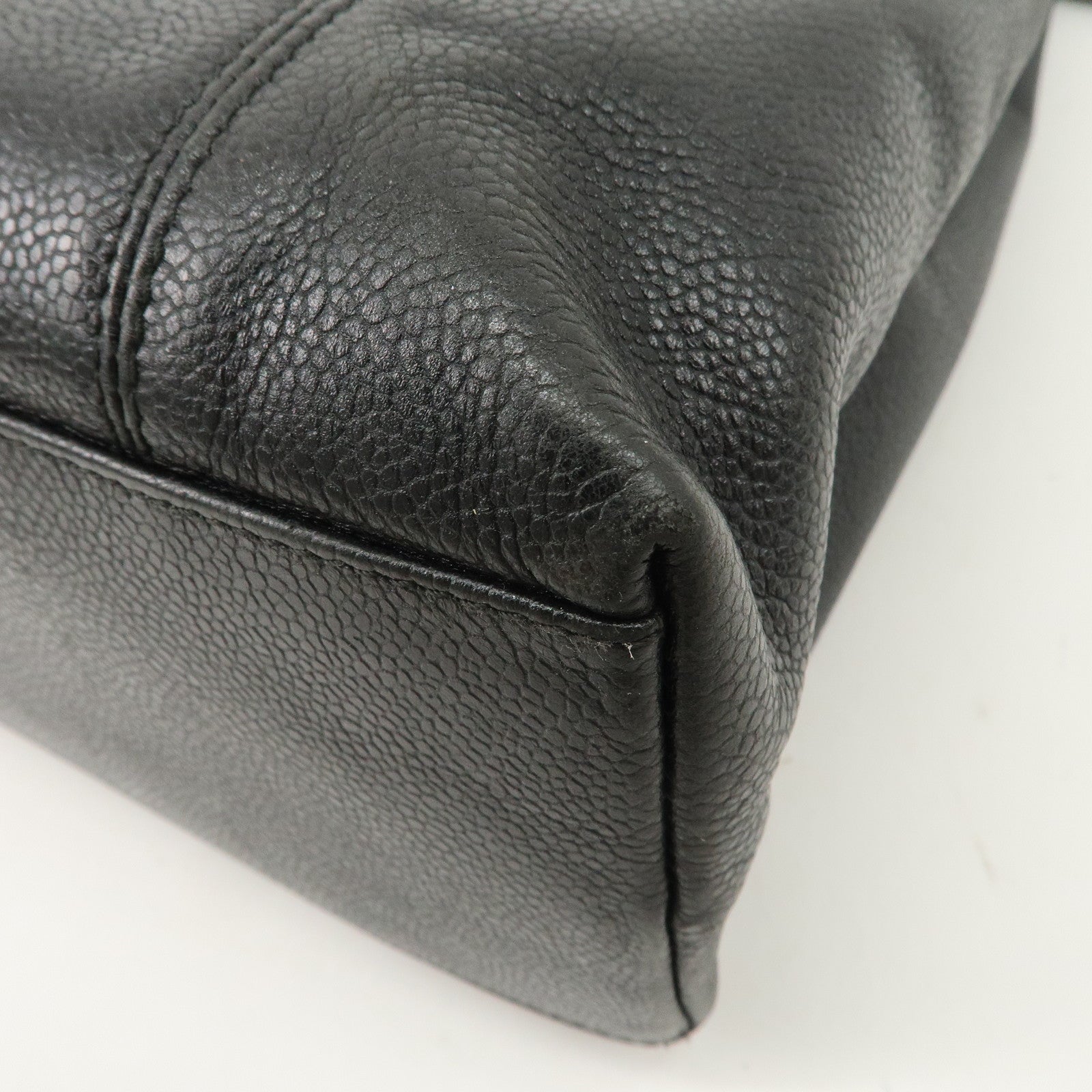 CHANEL Caviarskin Tote Bag Hand Bag Shoulder Bag Black Used