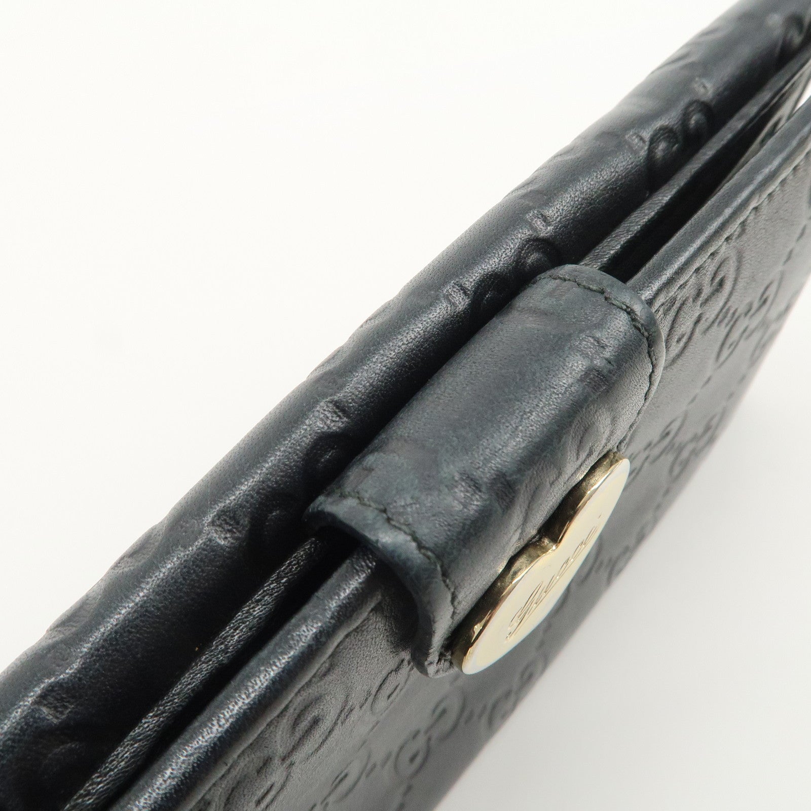 GUCCI Guccissima Lovely Heart W Hook Long Wallet Black 203550