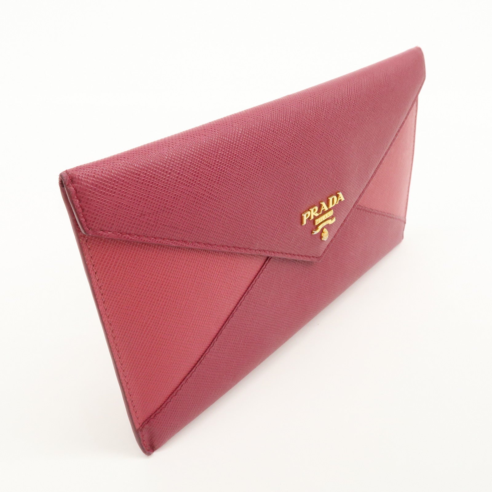 PRADA Saffiano Leather Pouch Document Folder Wallet Pink 1MF003