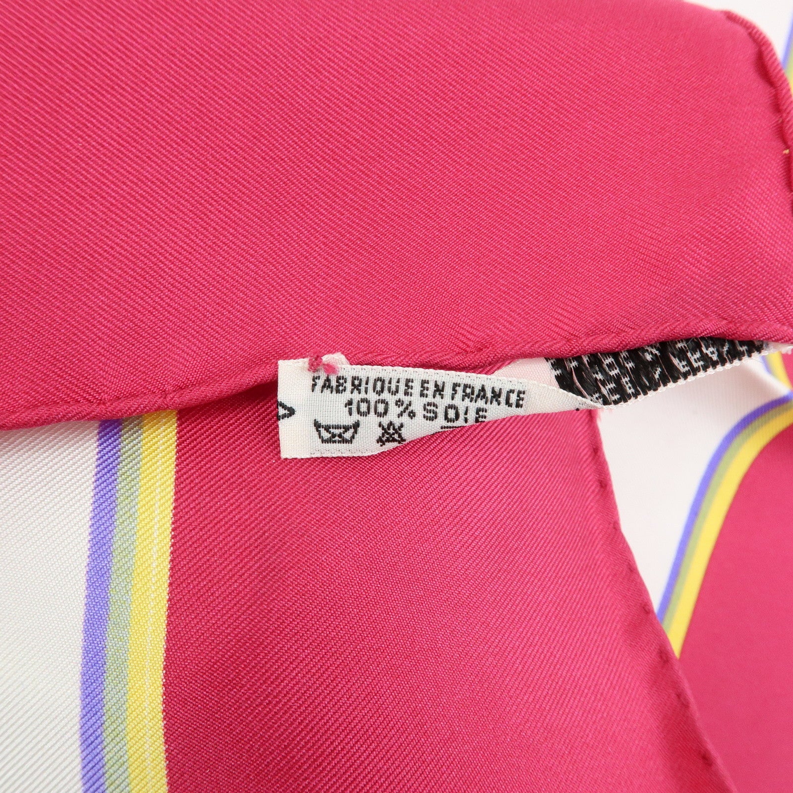 HERMES Carre 90 Silk 100% Scarf CERES White Pink Yellow Green