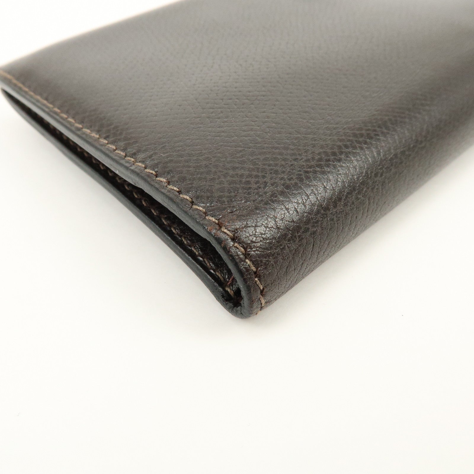 HERMES Béarn Classic Courchevel Long Wallet P Stamped Dark Brown