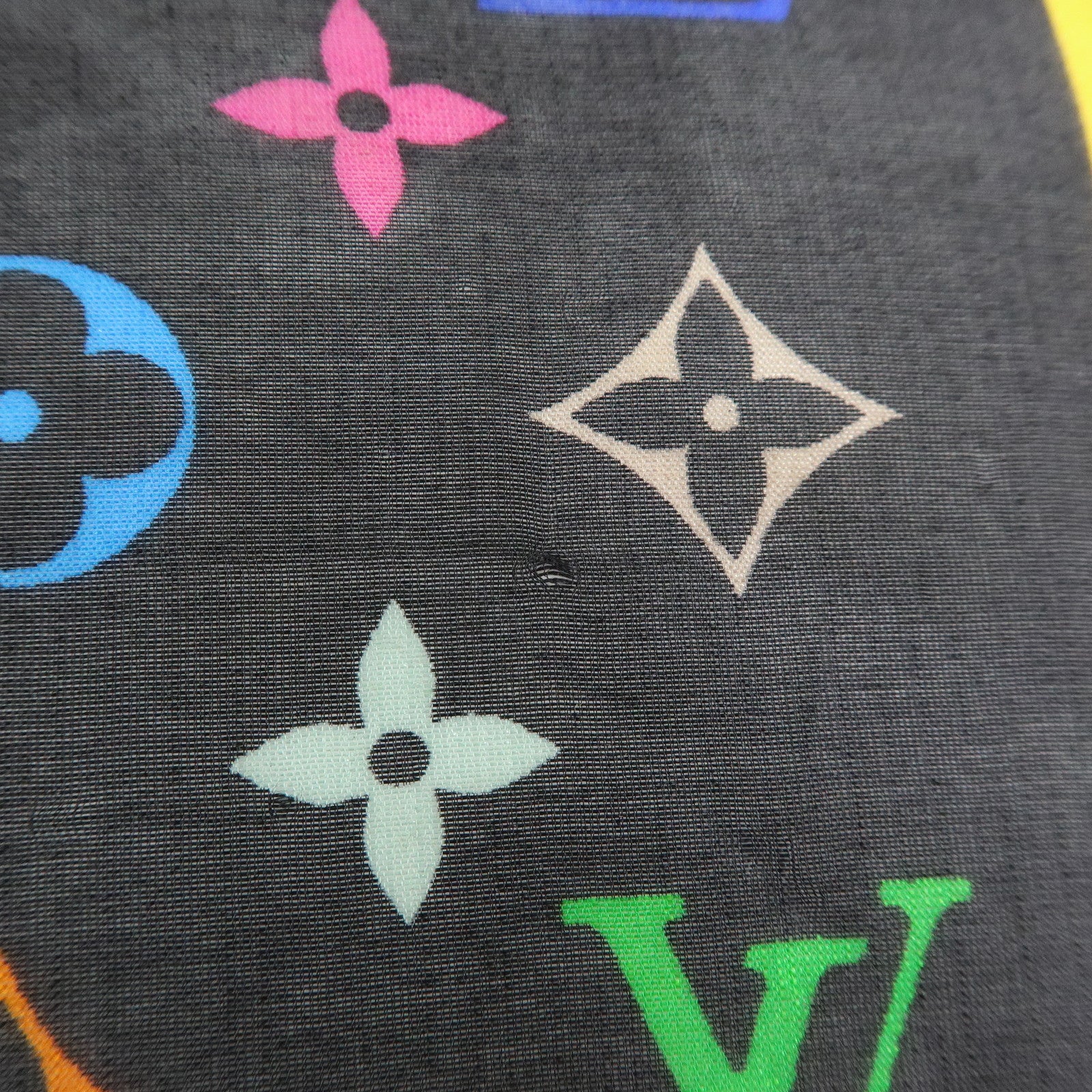Louis Vuitton Monogram Silk 100% Scarf Multicolor Noir Black
