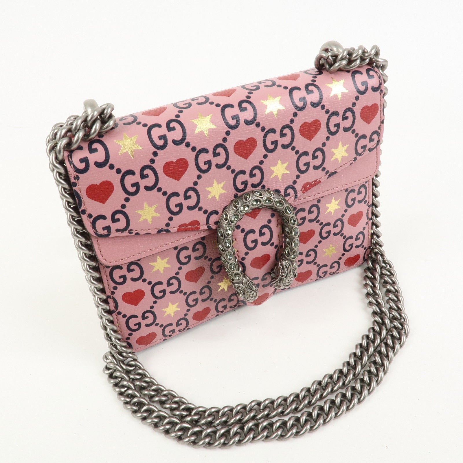 GUCCI Dionysus Leather Chain Shoulder Bag Valentine Limited 421970