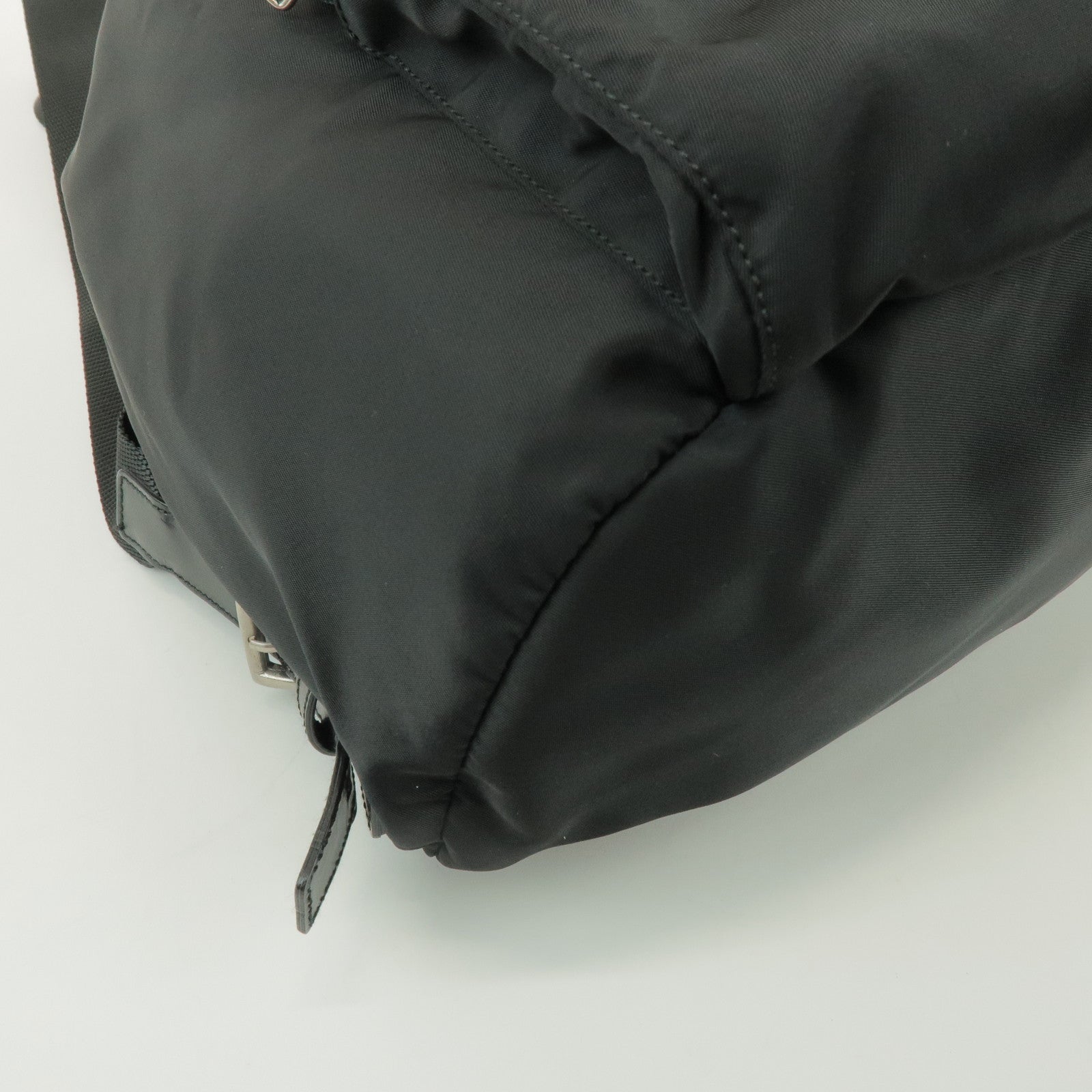 PRADA Triangle Logo Nylon Leather Backpack Rucksack Black B4650F