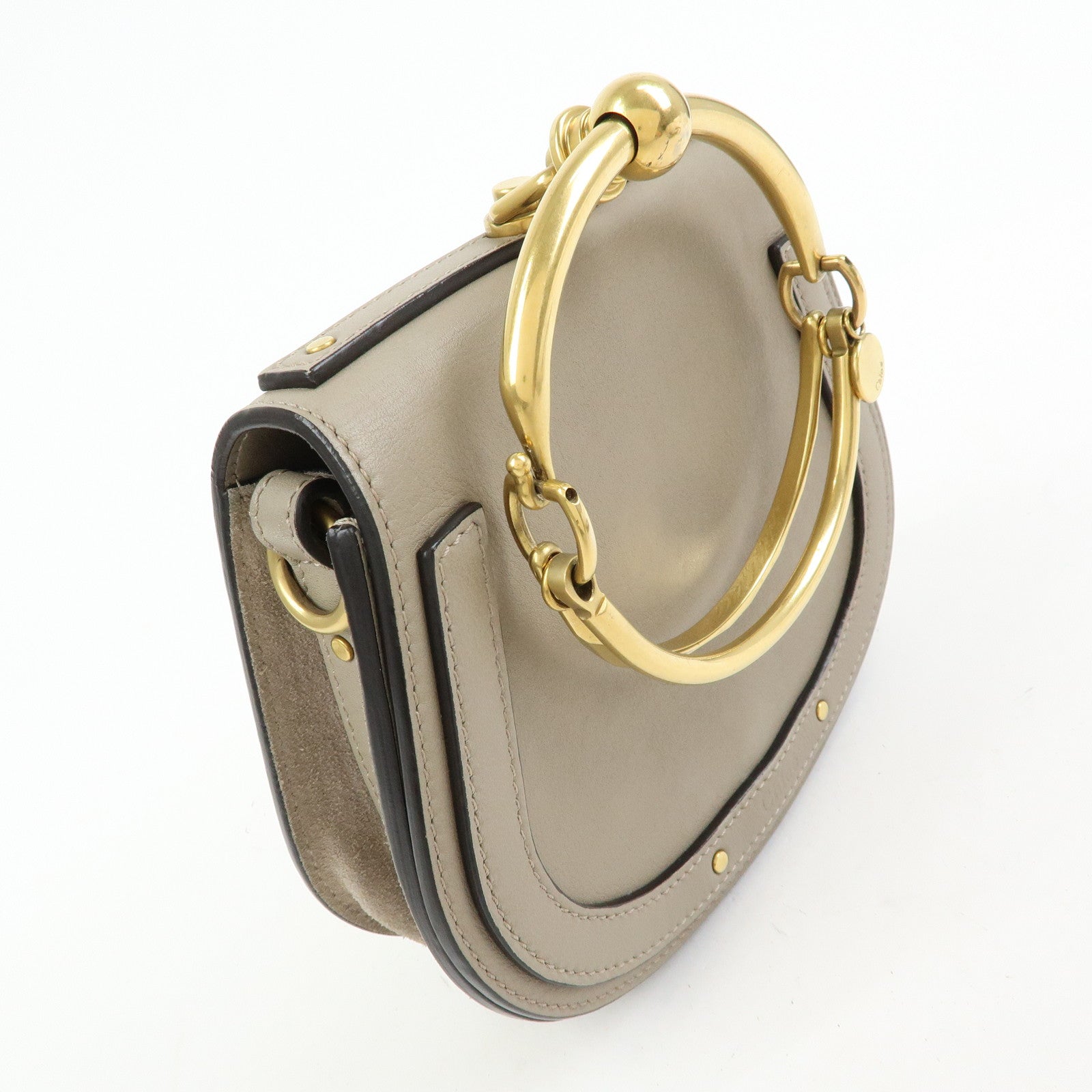 Chloe Nile Leather 2Way Bag Shoulder Bag Hand Bag Greige