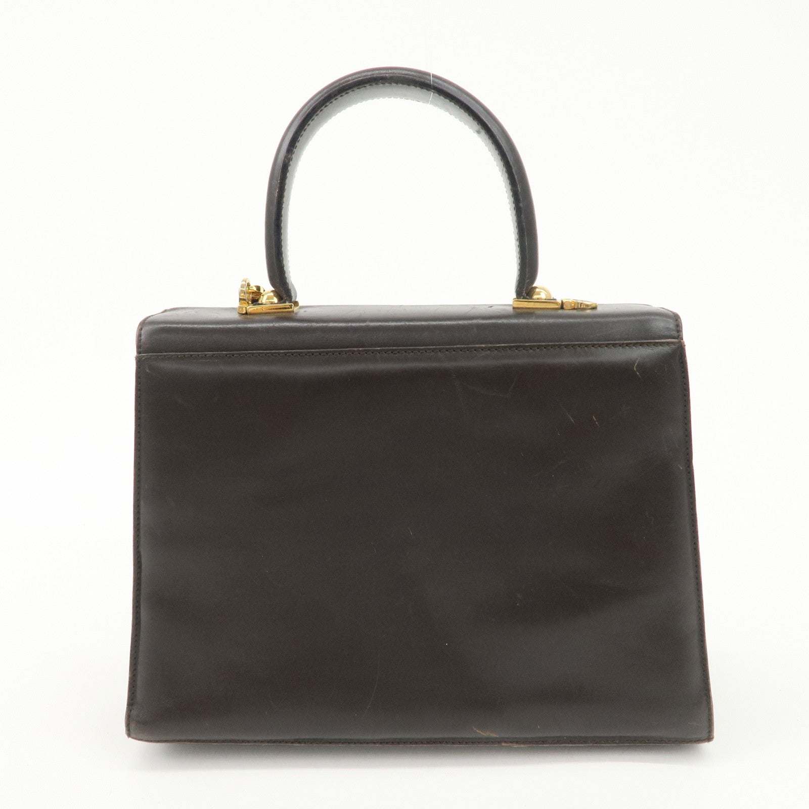 Ferragamo Gancini Leather 2Way Hand Bag Shoulder Bag Brown