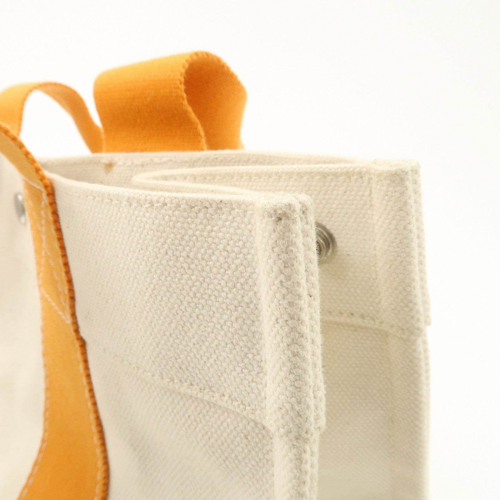 HERMES Bora Bora PM Canvas Tote Bag Hand Bag Ivory Orange Used