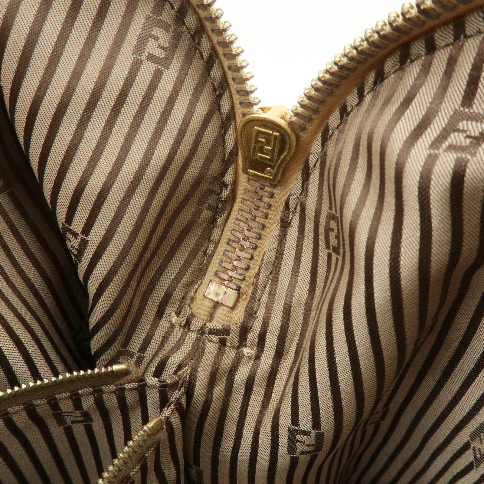 FENDI Leather Chameleon 2Way Hand Bag Shoulder Bag Beige 8BL114