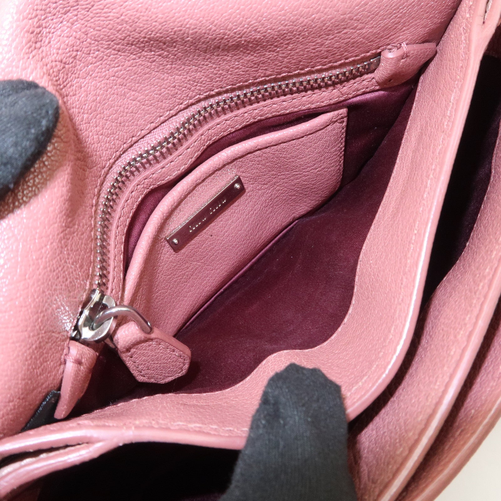 MIU MIU Madras Leather 2WAY Bag Hand Bag Shoulder Bag Pink RN1020