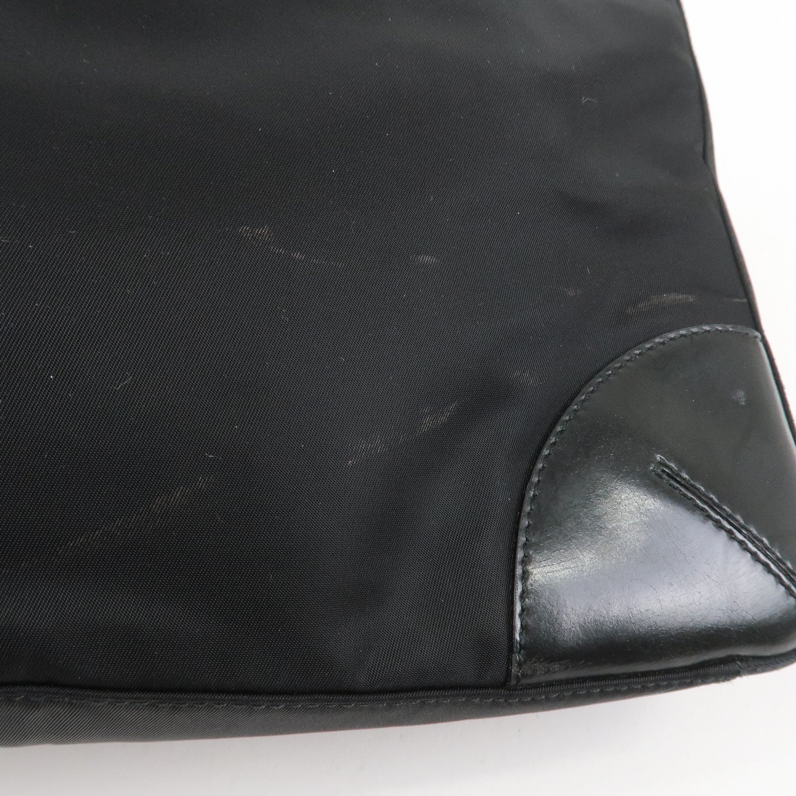 PRADA Triangle Logo Nylon Tote Bag Shoulder Bag Black