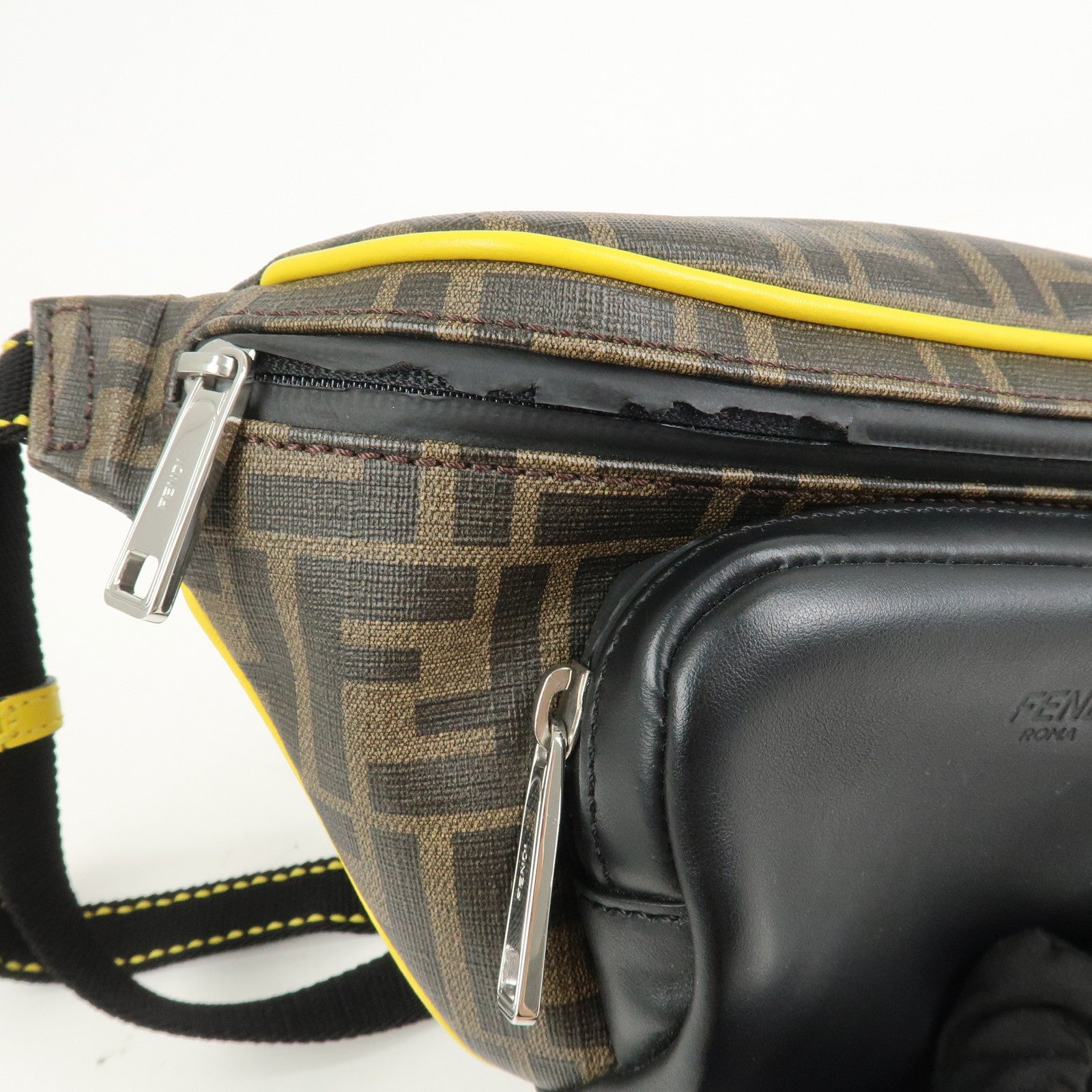 FENDI Zucca Seleria Logo PVC Leather Waist Bag Body Bag 7VA446
