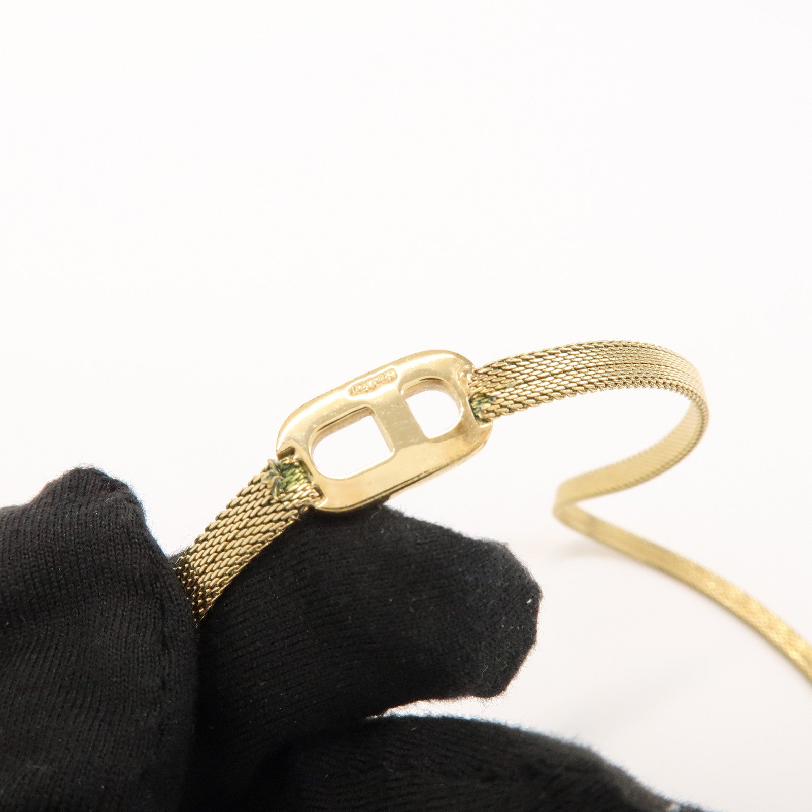 Christian Dior CD Logo Metal Necklace Choker Gold