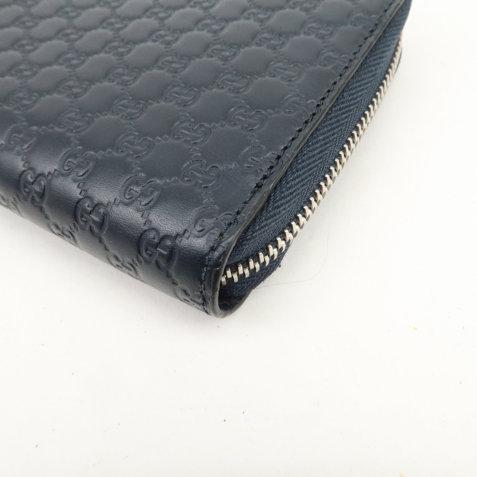 GUCCI Micro Guccissima Leather Zippy Long Wallet Navy 544473