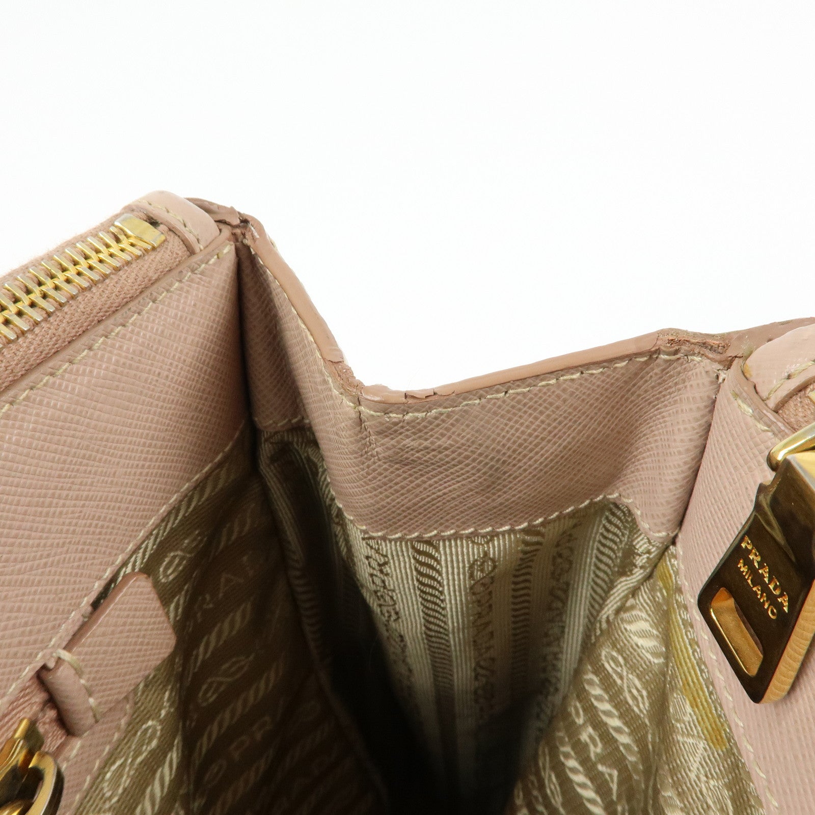 PRADA Triangle Logo Galleria Saffiano Leather Tote Hand Bag Pink