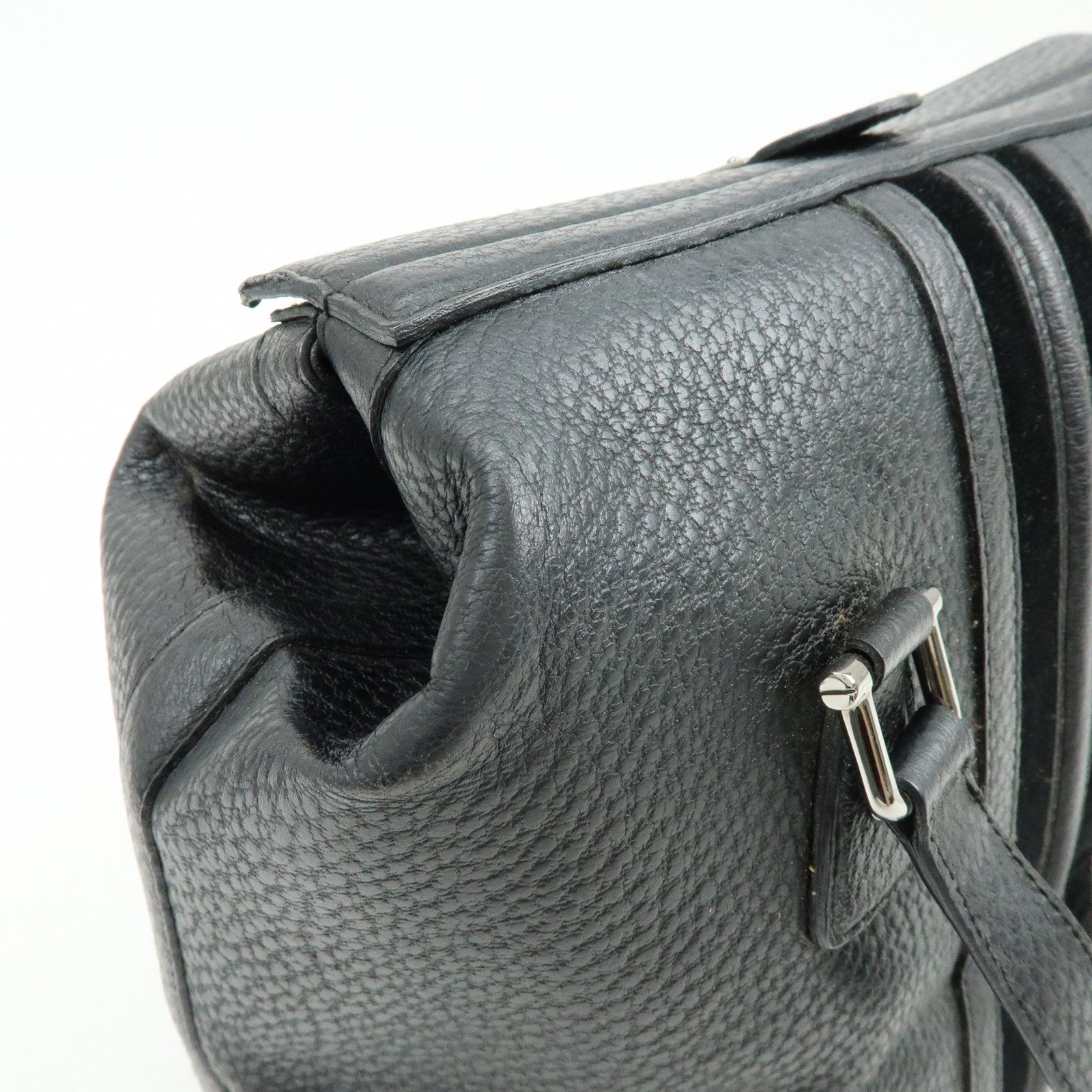 GUCCI Leather Velor Hand Bag Doctor's Bag Shoulder Bag Black 146002
