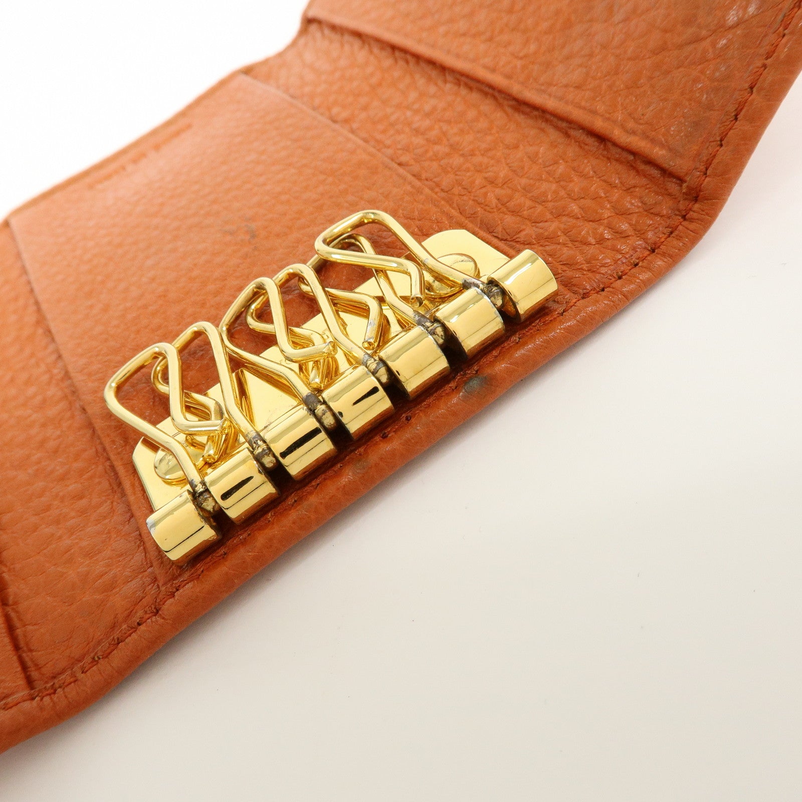 PRADA Leather Key Case Key Chain Key Holder Orange